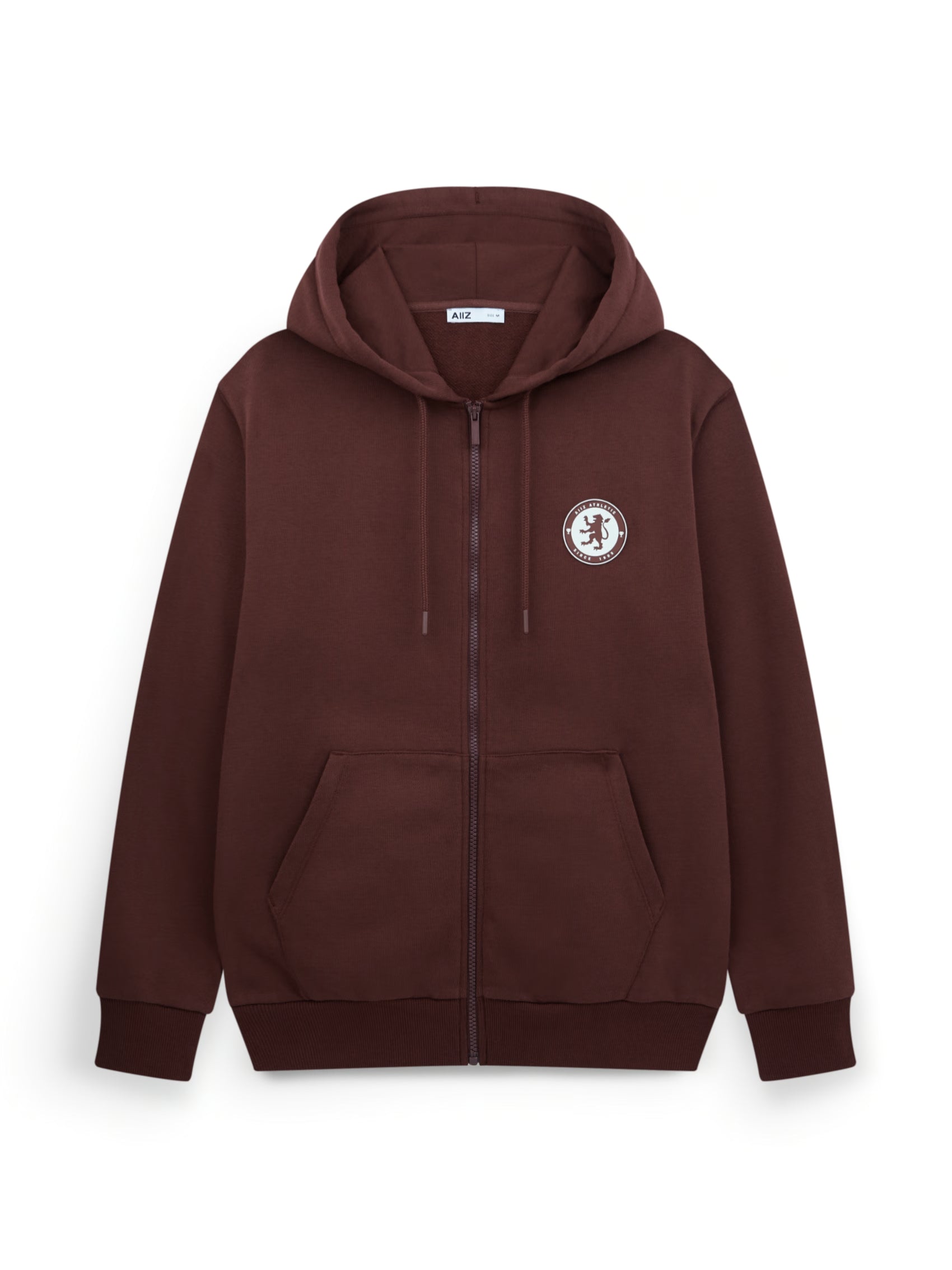 AIIZ Men’s Logo Silicon French terry Zipper Hoodie (Maroon / S)