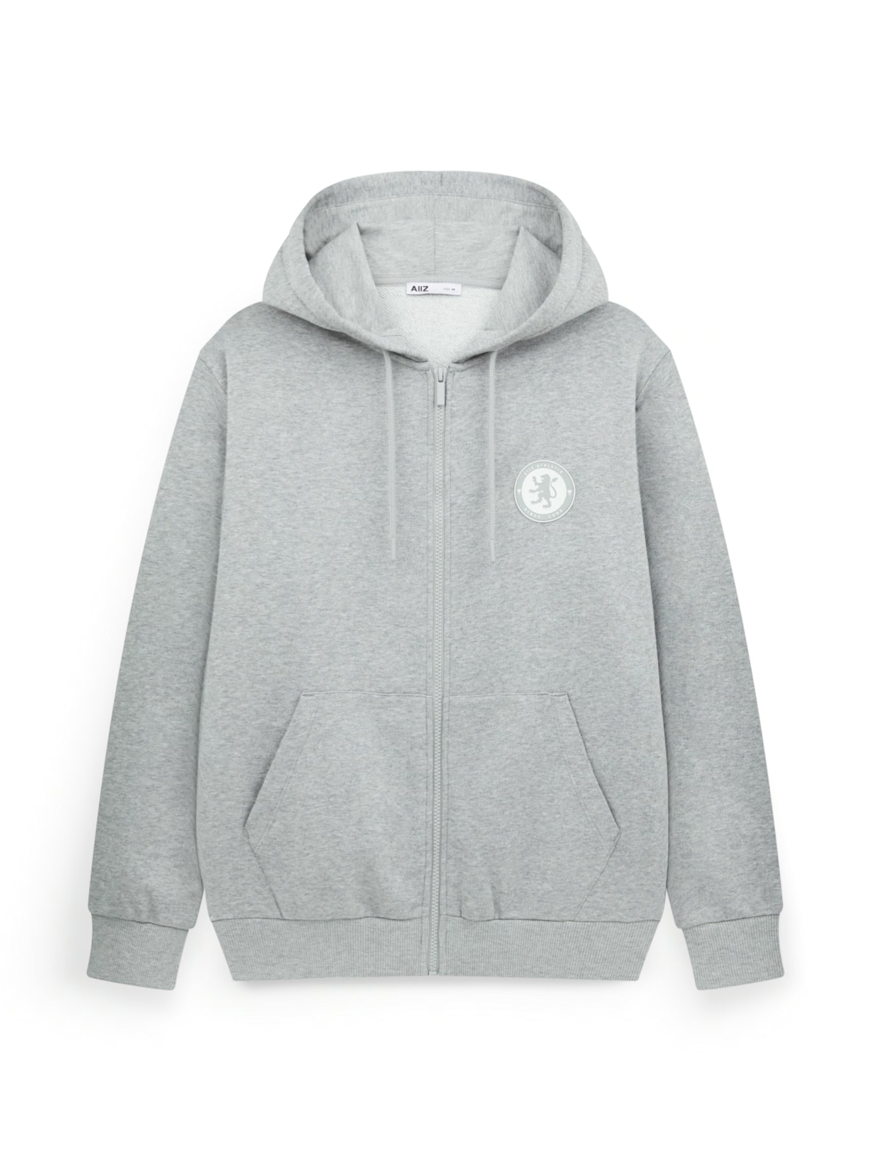 AIIZ Men’s Logo Silicon French terry Zipper Hoodie (Top Dyed Grey / S)