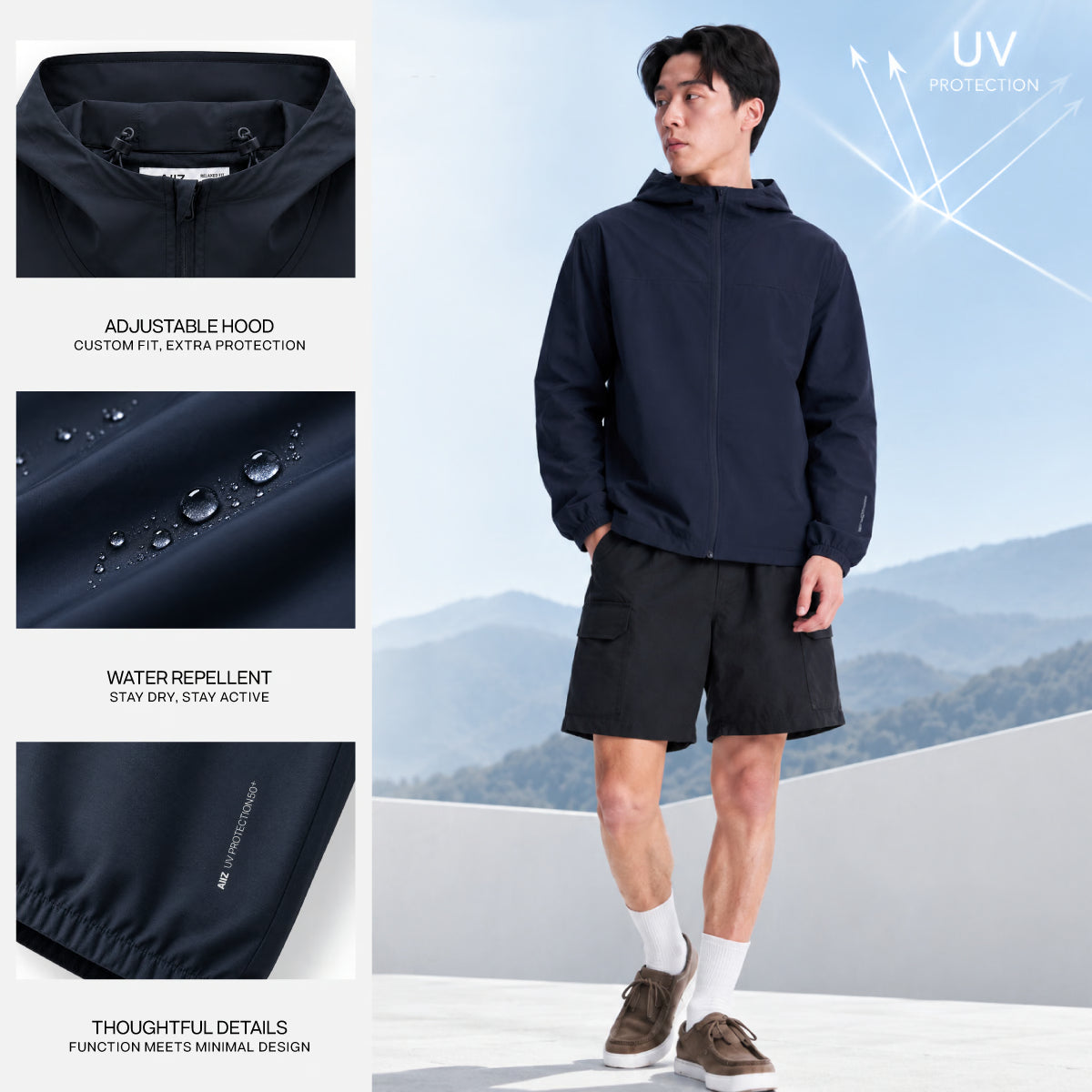 AIIZ Men's UV Protection Windbreaker Hoodie