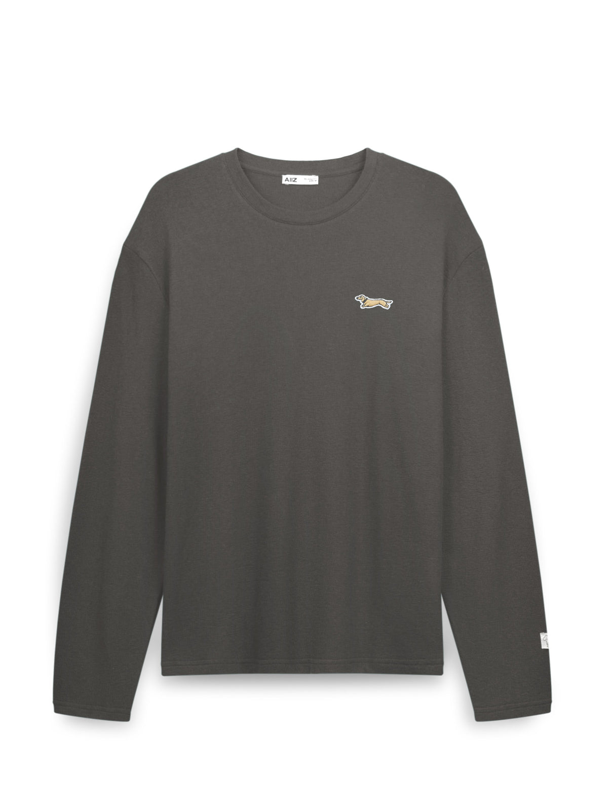 AIIZ Men's Long-Sleeve T-Shirt with Patch (Dark Brown / S)
