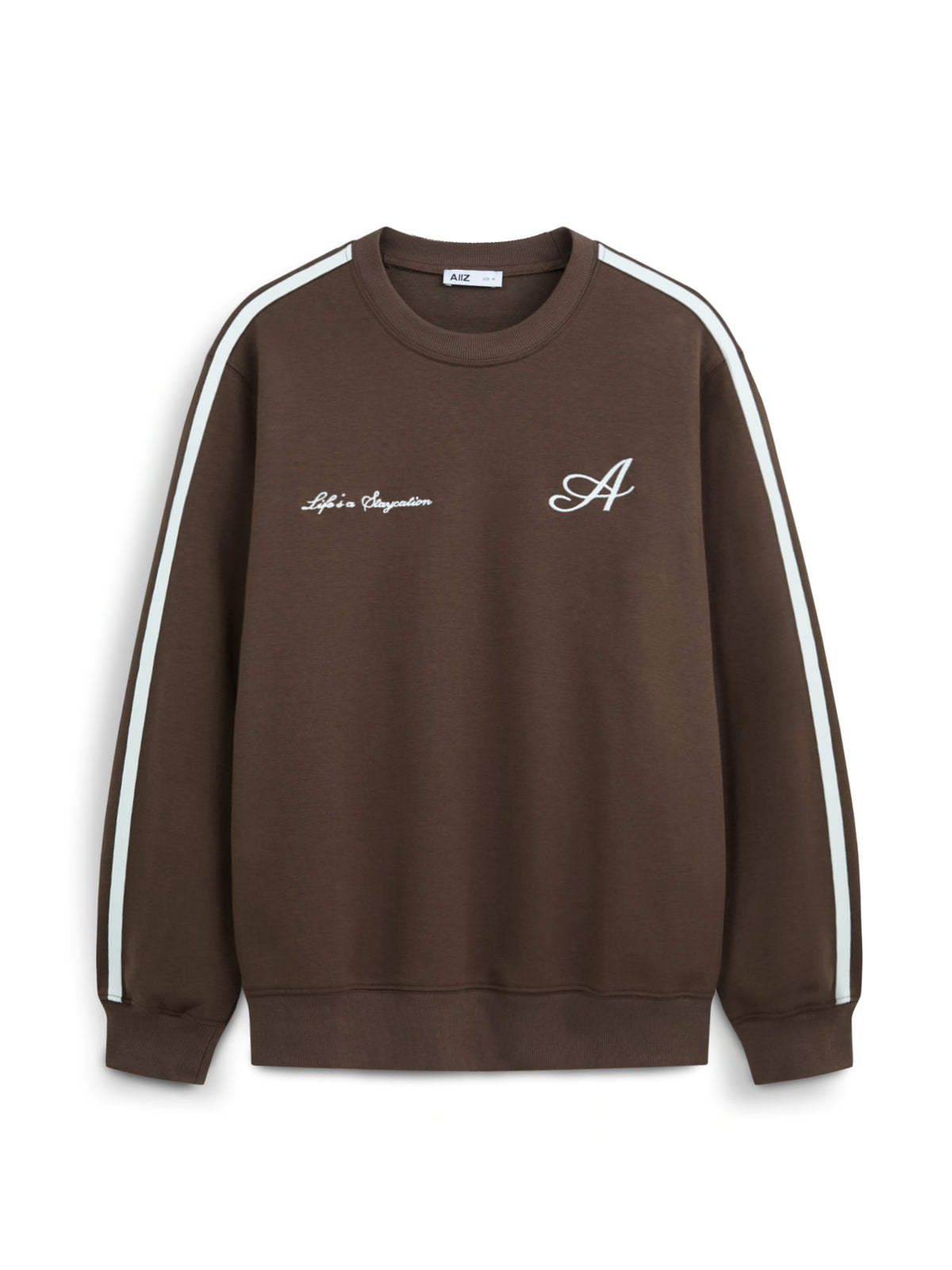 AIIZ Men's Embroidered Logo Sweatshirt (Dark Brown / M)