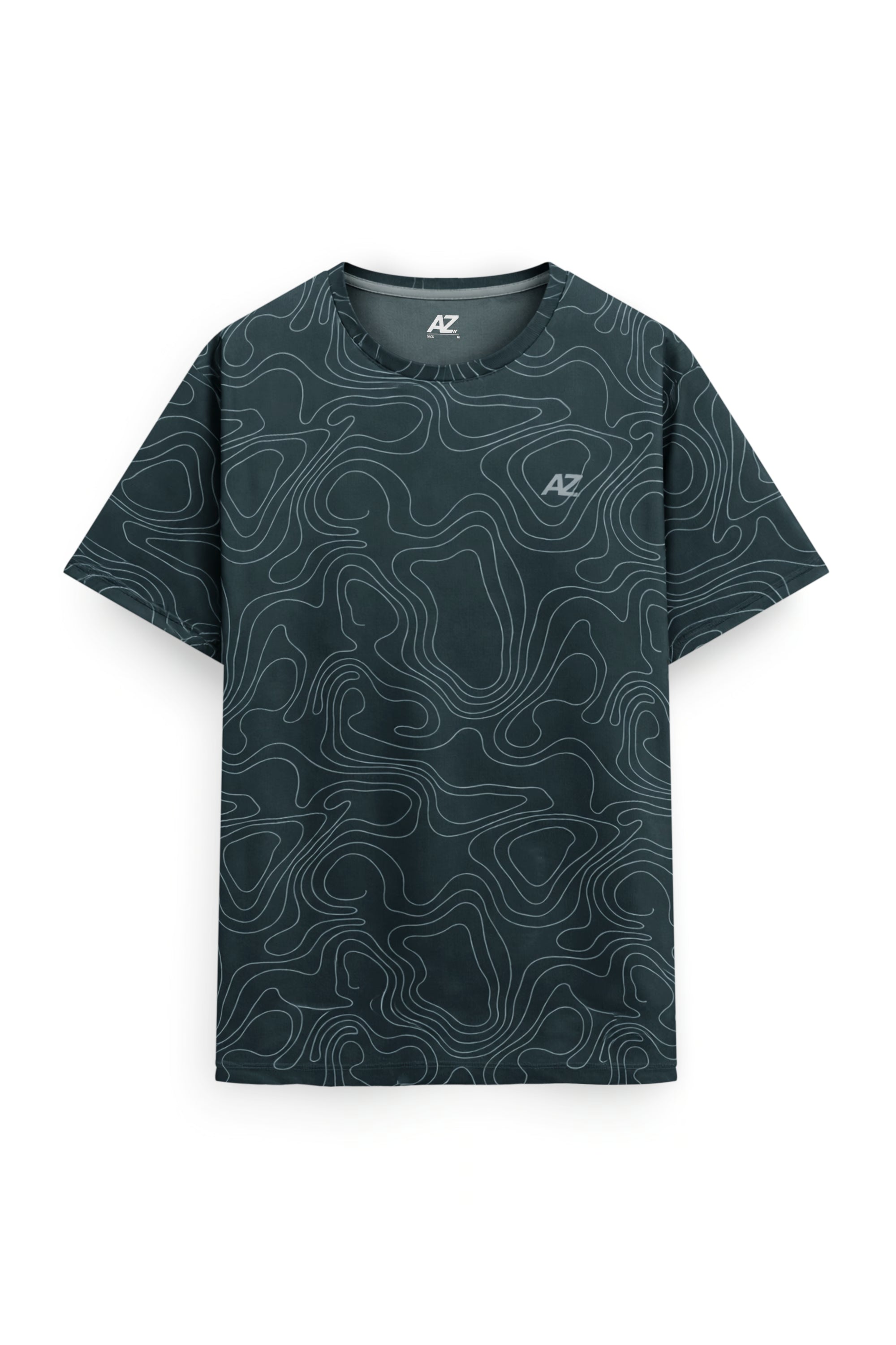 AIIZ Men's Quick Dry Active Printed T-Shirt (Dark Green / S)