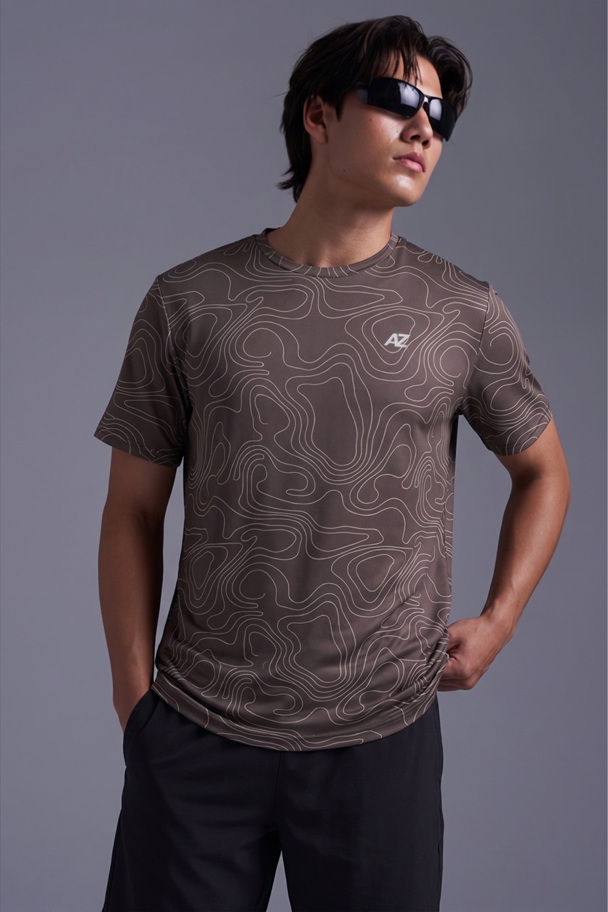 AIIZ Men's Quick Dry Active Printed T-Shirt
