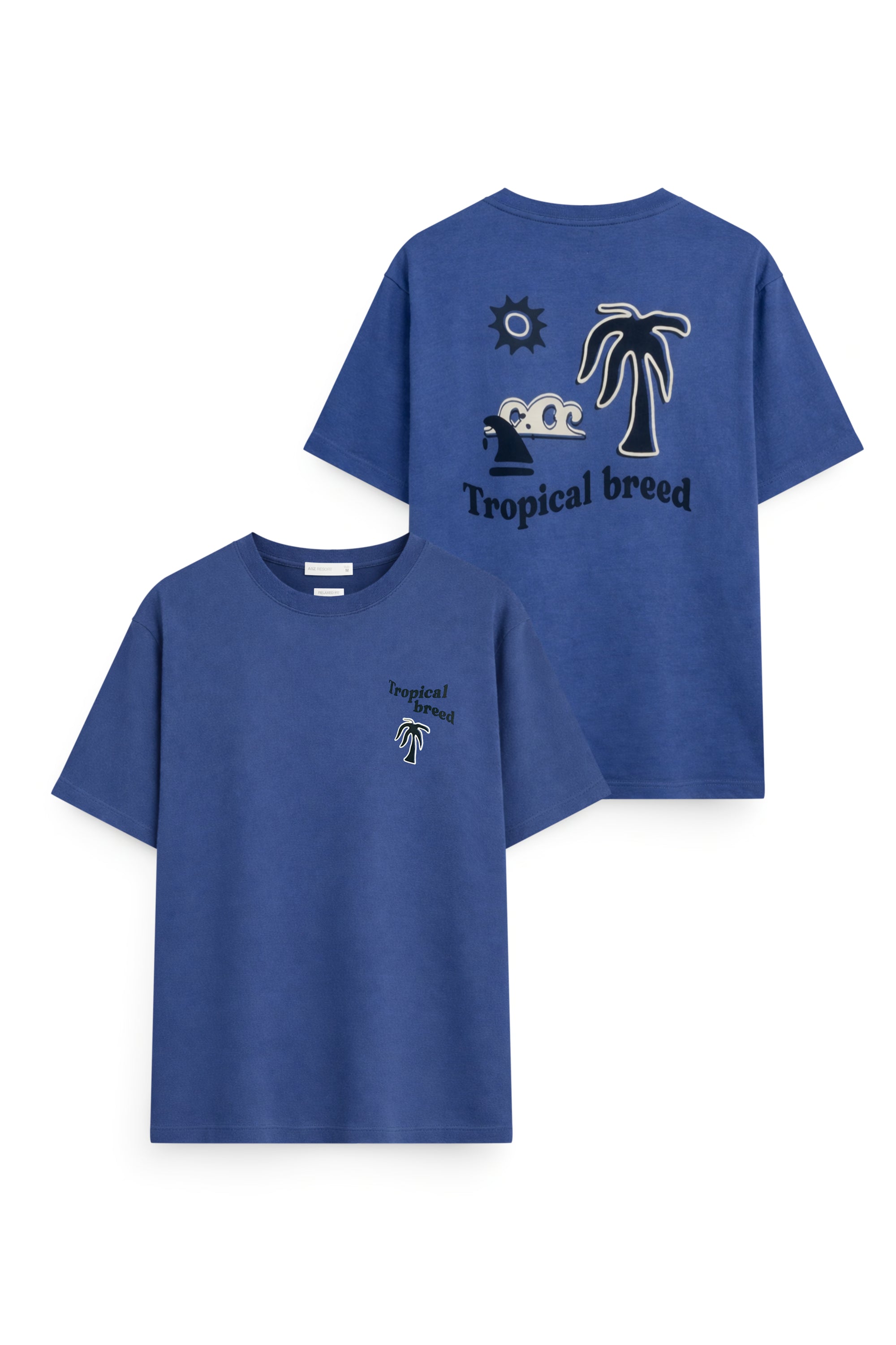 AIIZ Men's Natural Cotton Graphic Tee (Dark Blue / S)