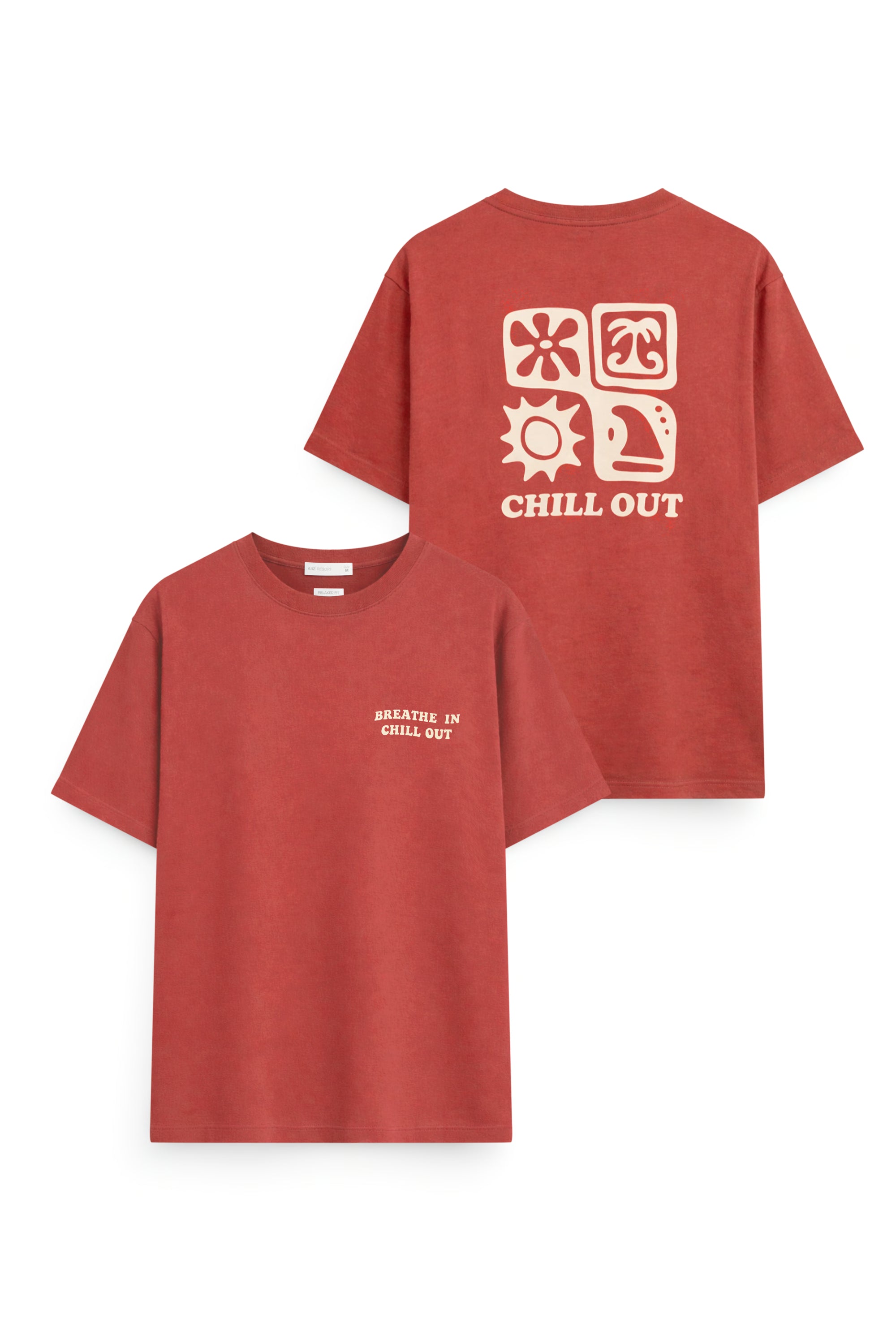 AIIZ Men's Natural Cotton Graphic Tee (Dark Pink / S)