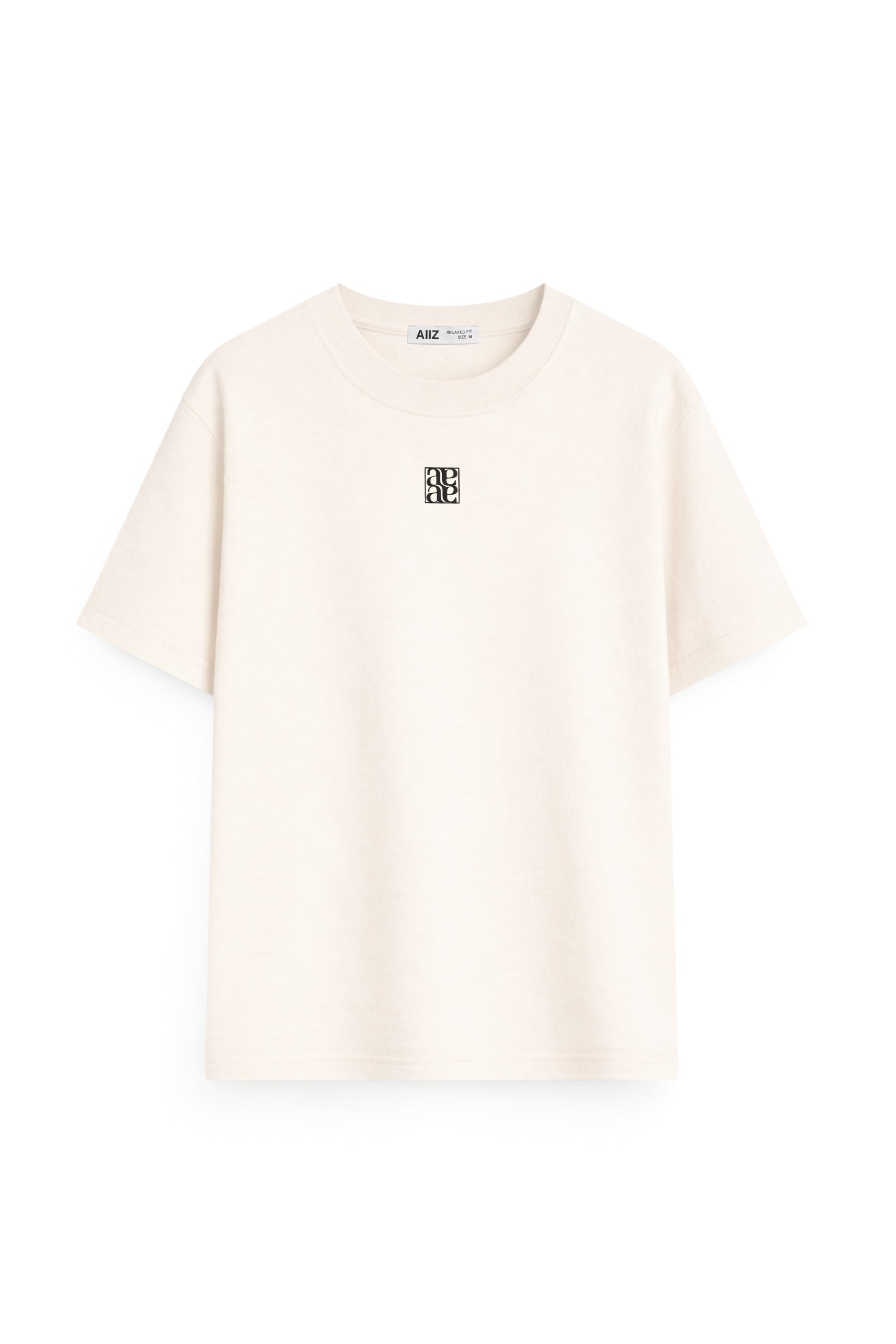 AIIZ Unisex Relaxed Crew Neck Graphic T-Shirt (Cream / S)
