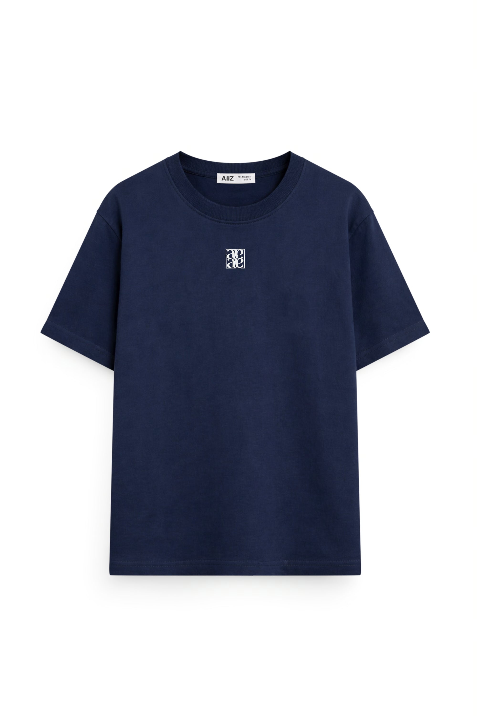 AIIZ Unisex Relaxed Crew Neck Graphic T-Shirt (Navy / S)