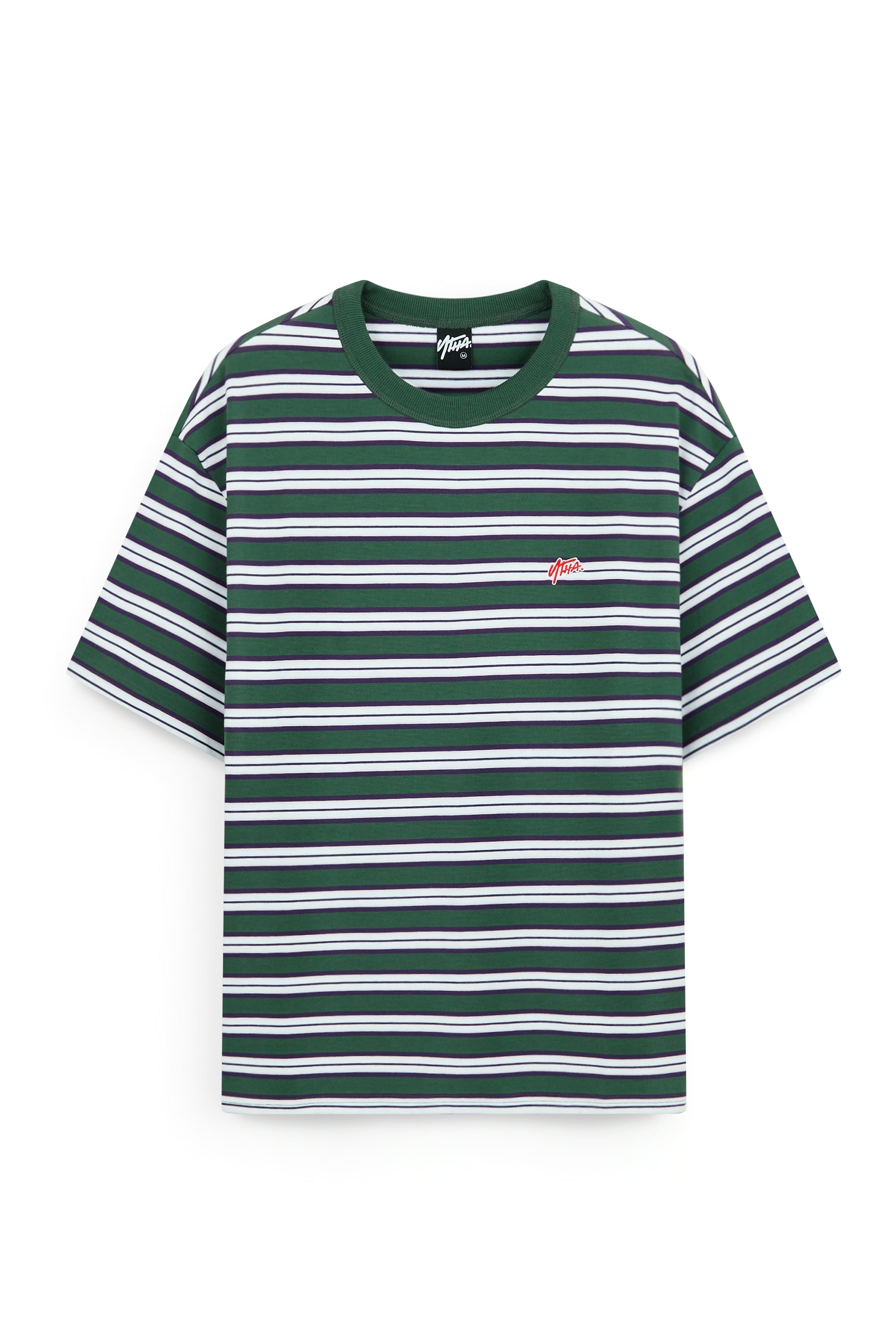 AIIZ Men’s Fishing Society Club Stripe Oversized T-Shirt (Green / S)
