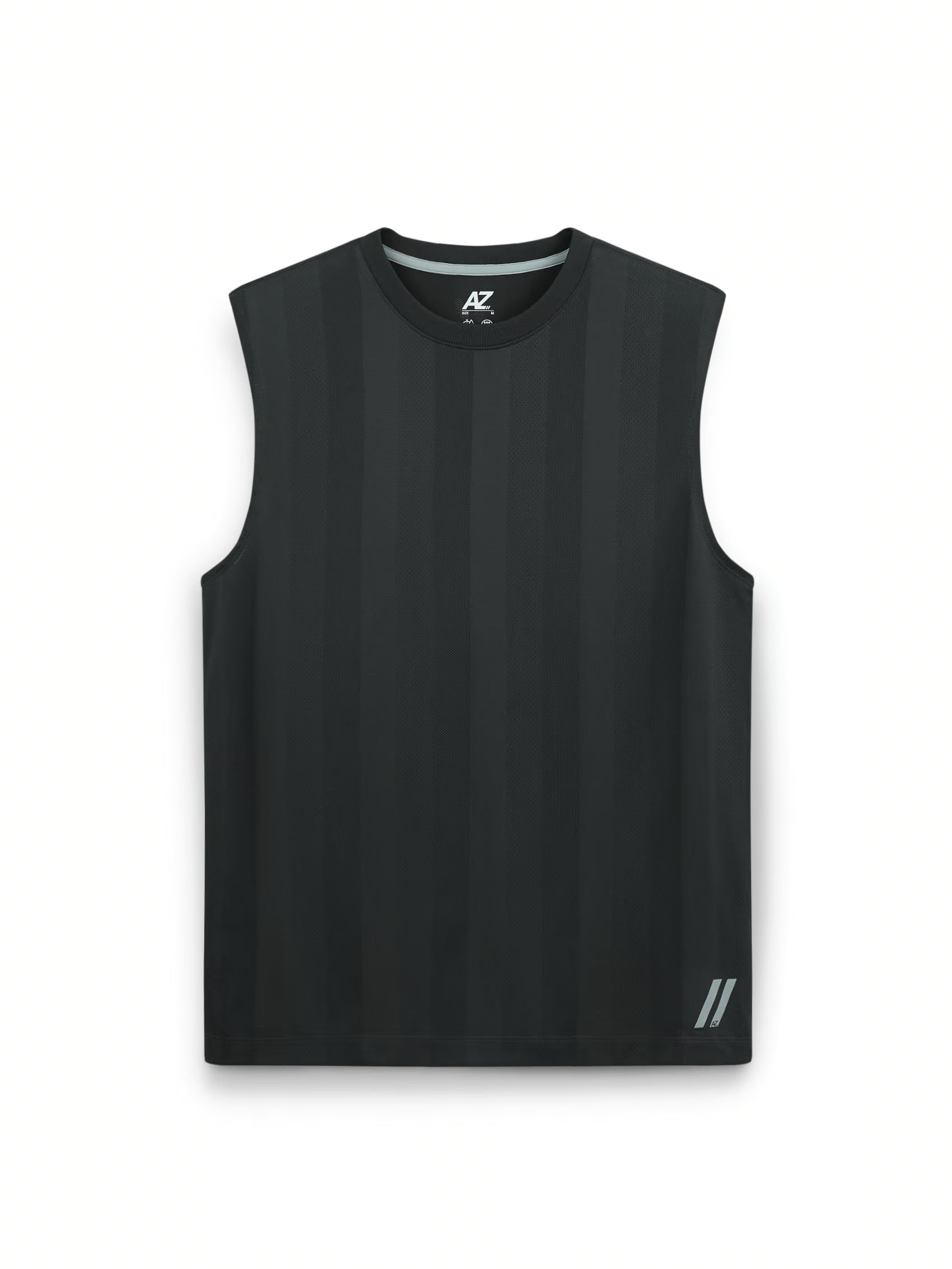 AIIZ Men's Texture Active Sleeveless T-Shirt (Top Dyed Black / S)