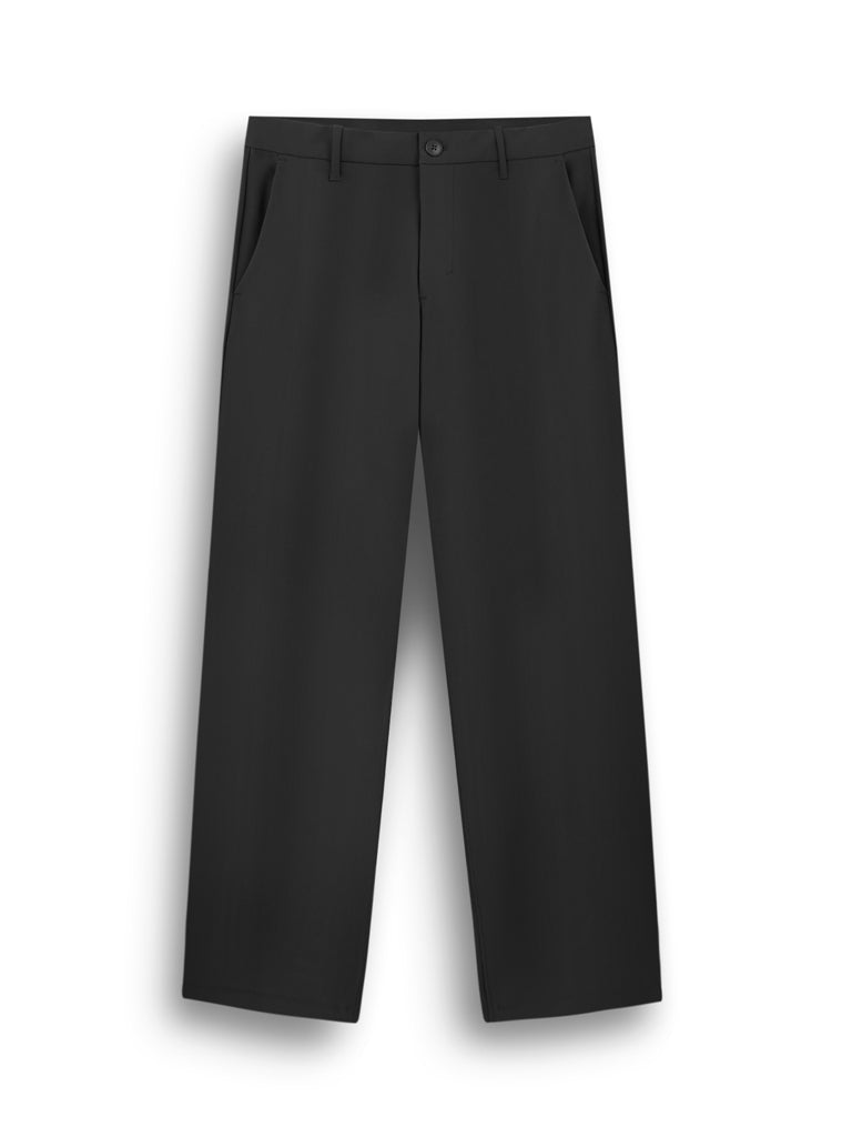 Men's Polyester Stretch Elastic Waisted Chino Pants (Black / 30)