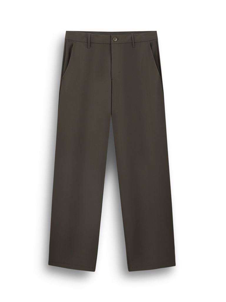 Men's Polyester Stretch Elastic Waisted Chino Pants (Dark Brown / 30)