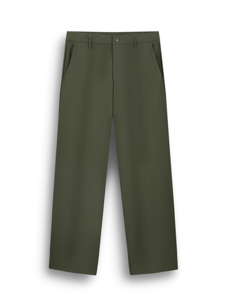 Men's Polyester Stretch Elastic Waisted Chino Pants (Olive / 30)