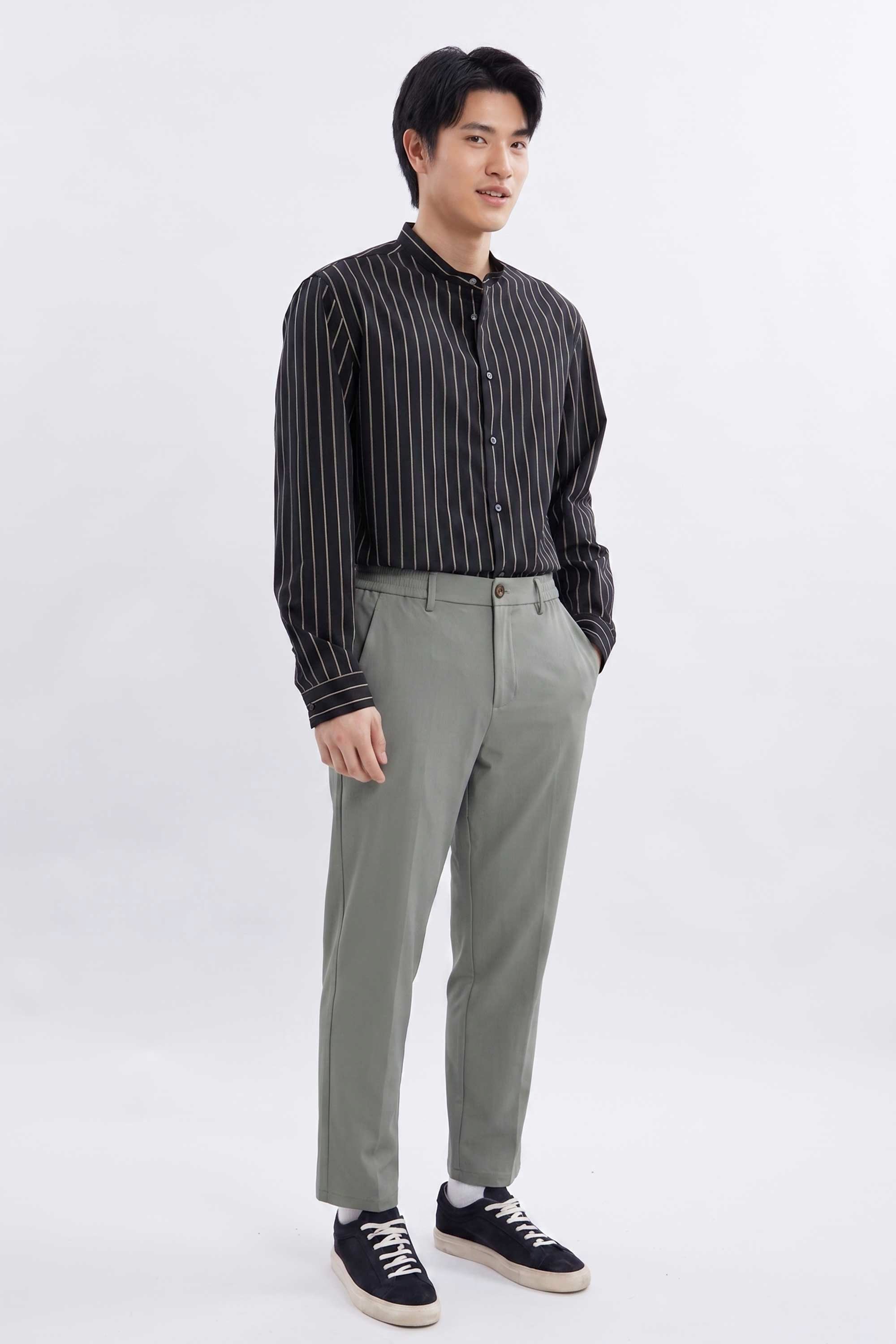 AIIZ Men's Stretch Elastic Waisted Chino Pants (Grey / 30)