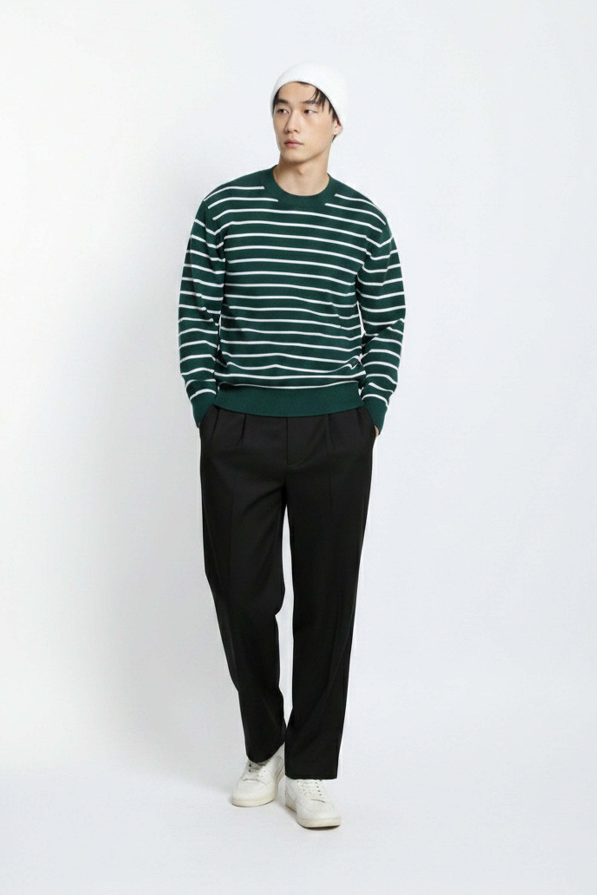 AIIZ Men's Relaxed Pleated Trousers (Black / 30)