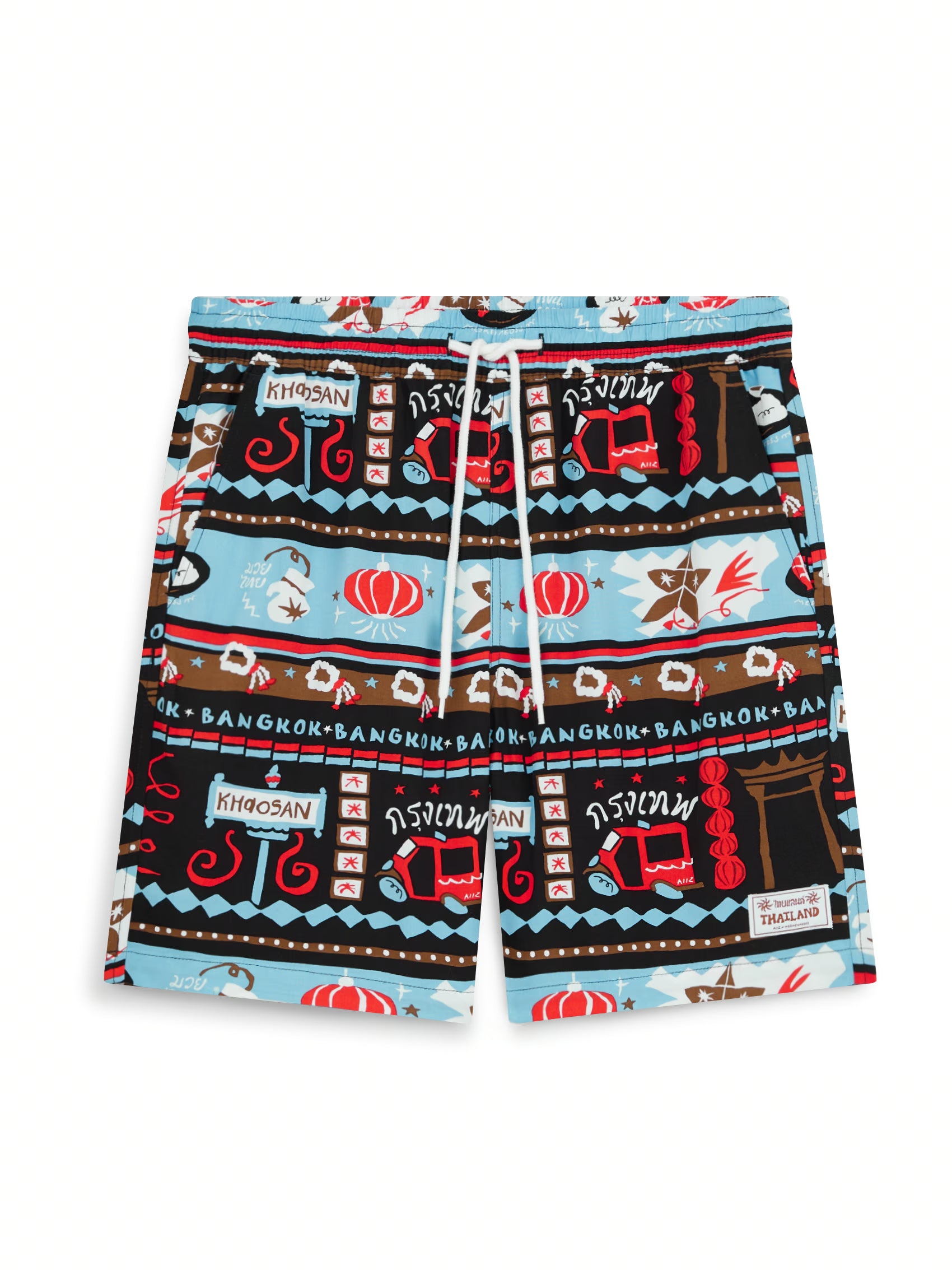 AIIZ Sawasdee Thailand Printed Easy Shorts (Black / XS)