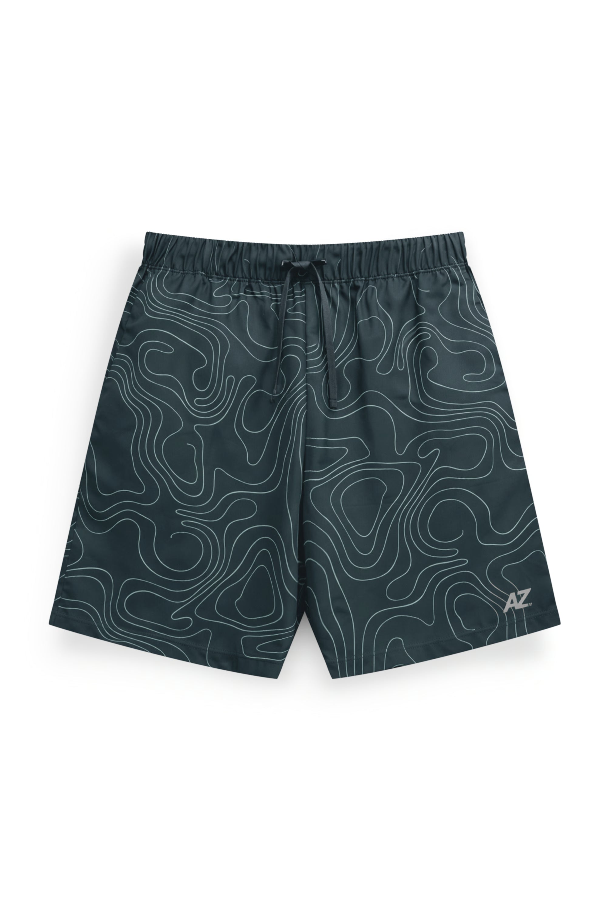 AIIZ Men's Quick Dry Stretch Active Printed Shorts (Dark Green / S)