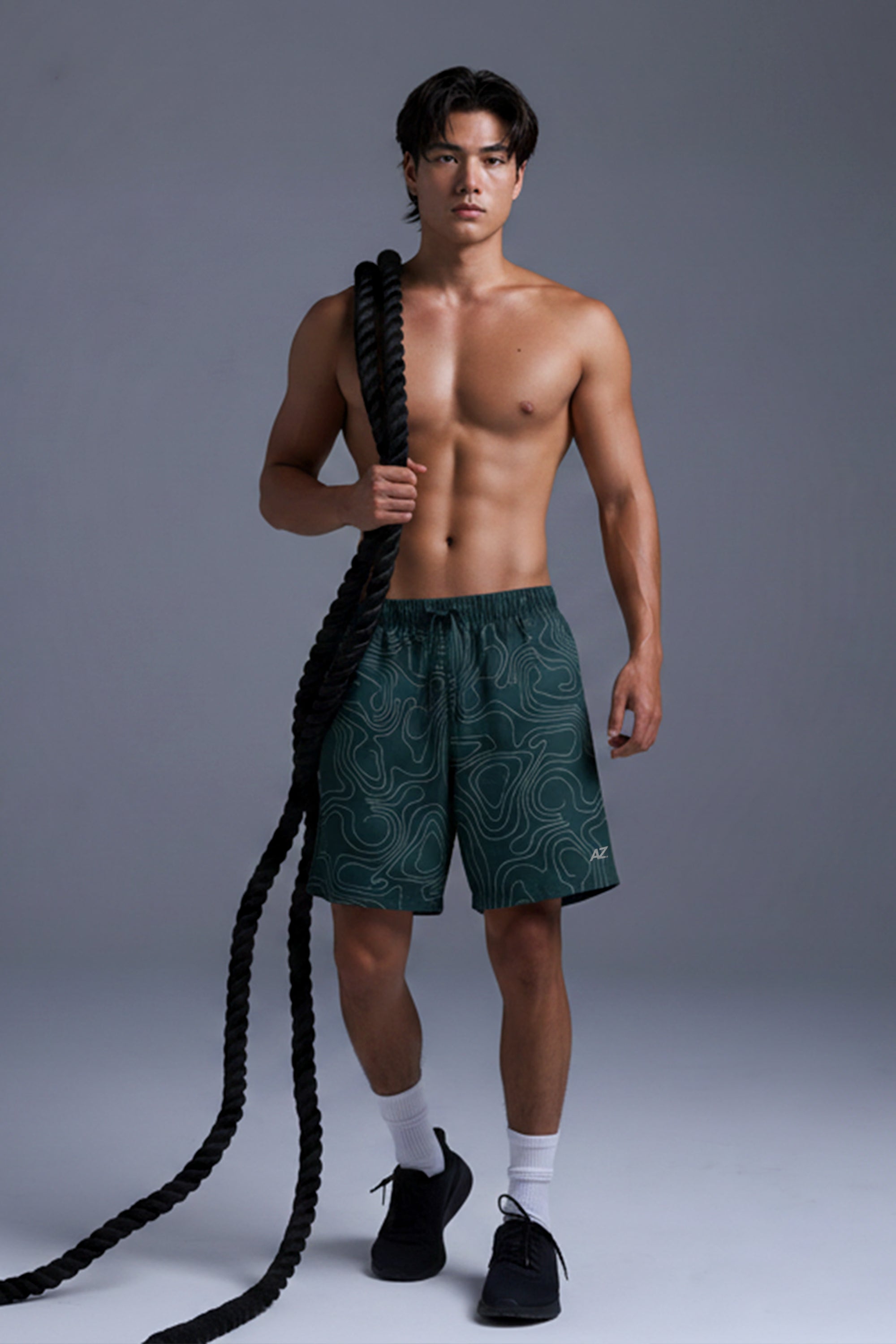 AIIZ Men's Quick Dry Stretch Active Printed Shorts