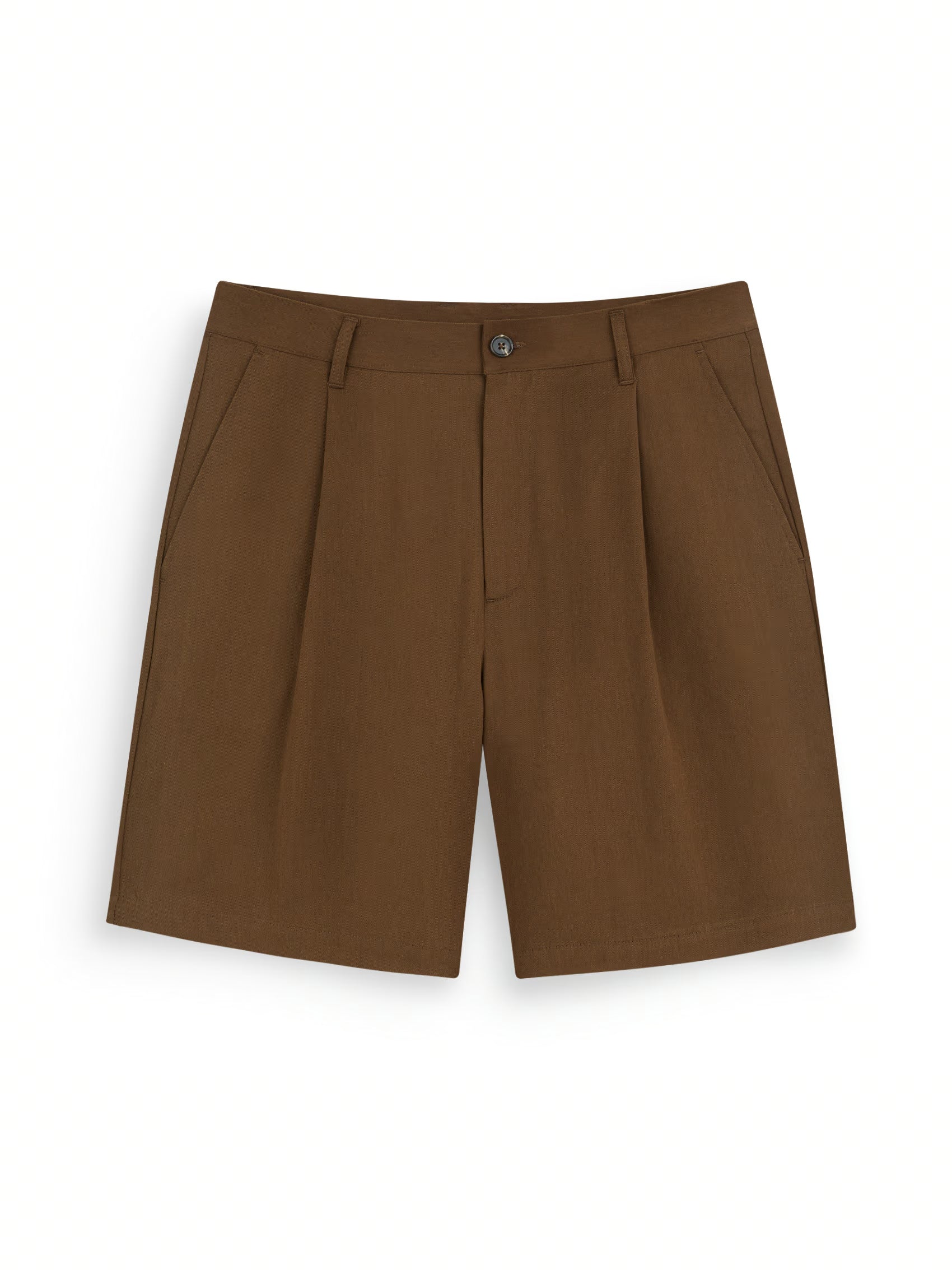AIIZ Men's Pleated Wide Shorts (Dark Brown / 30)