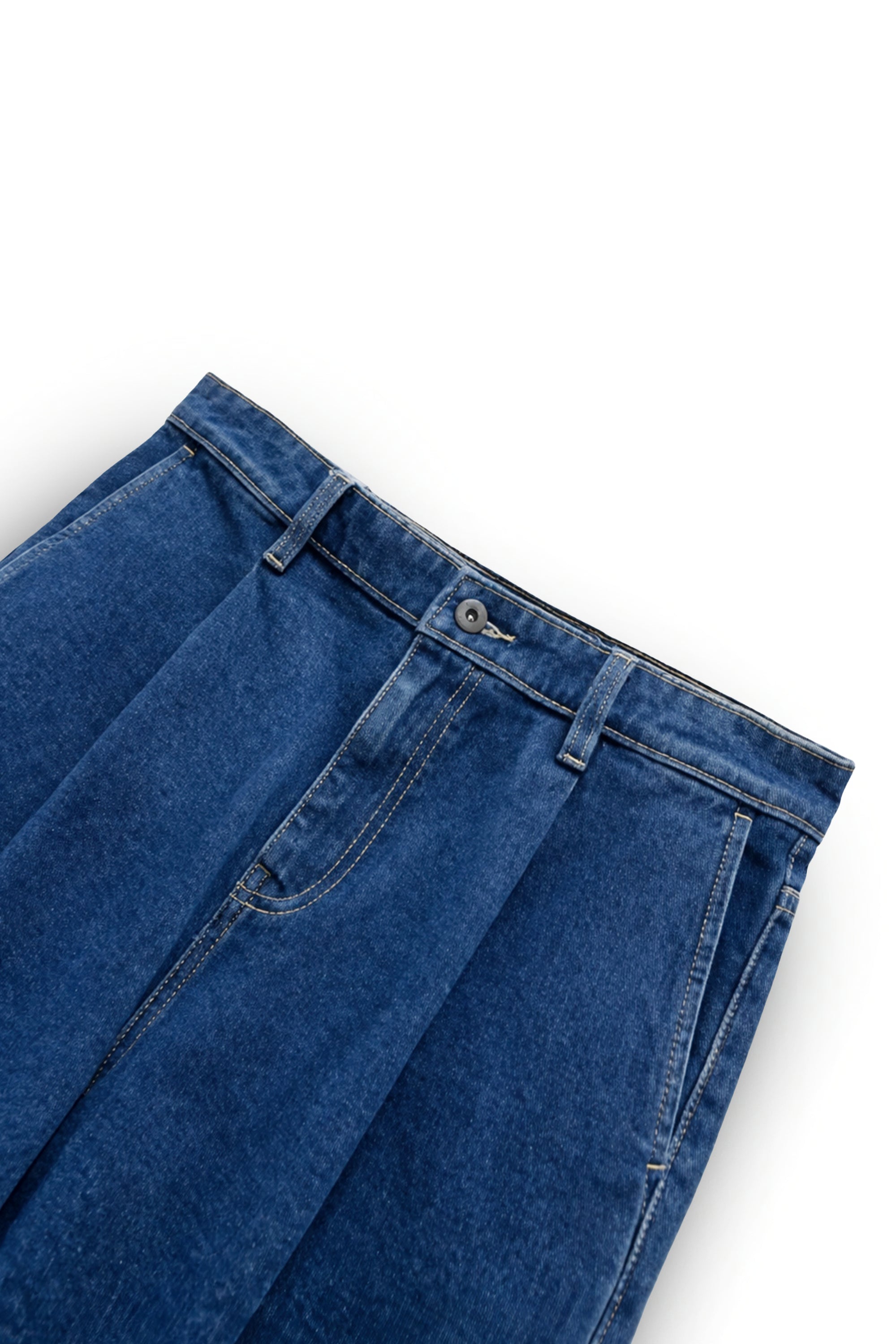 AIIZ Men's Denim Pleated Bermuda Shorts