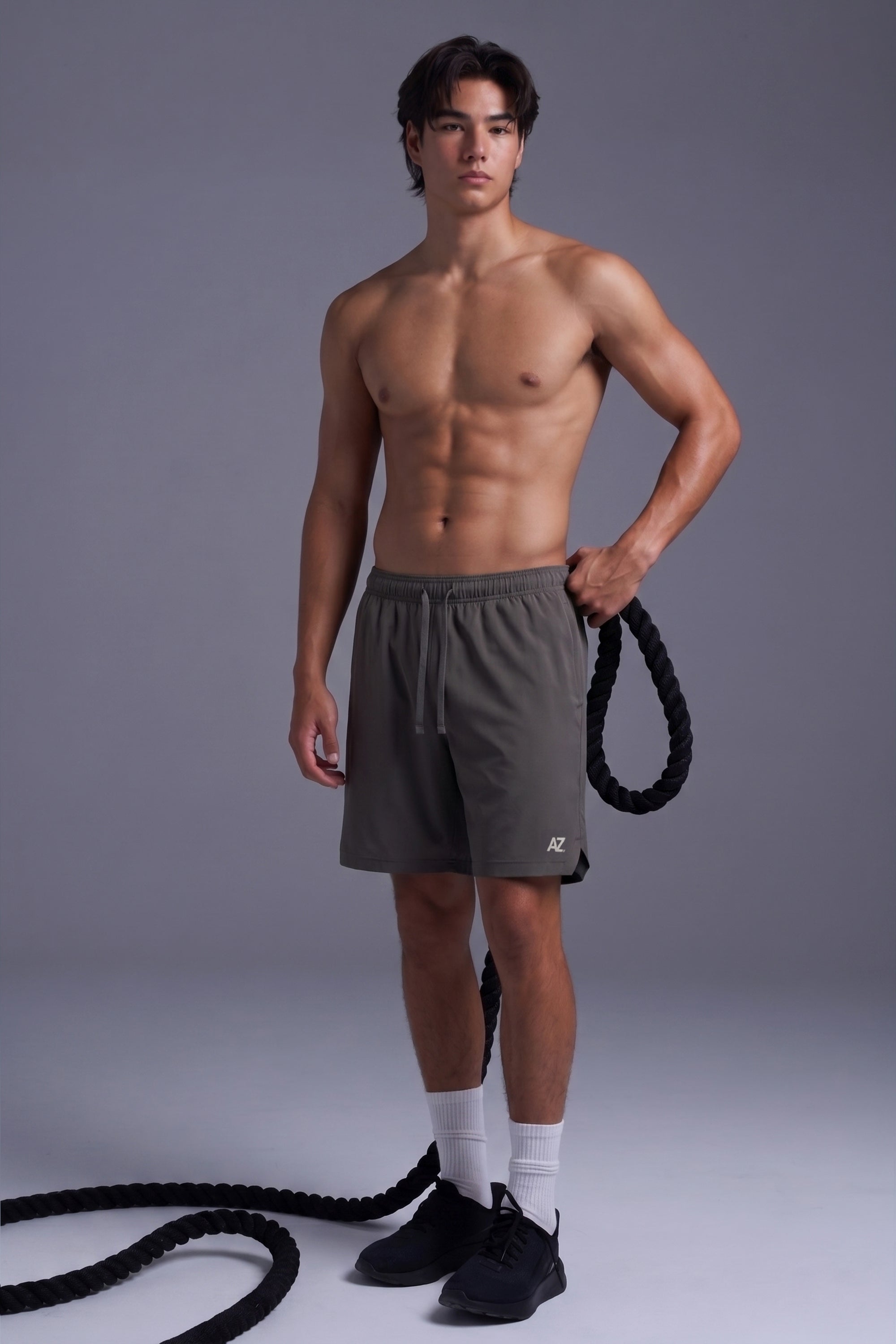 AIIZ Men's Quick Dry Stretch Active Shorts (Dark Brown / S)