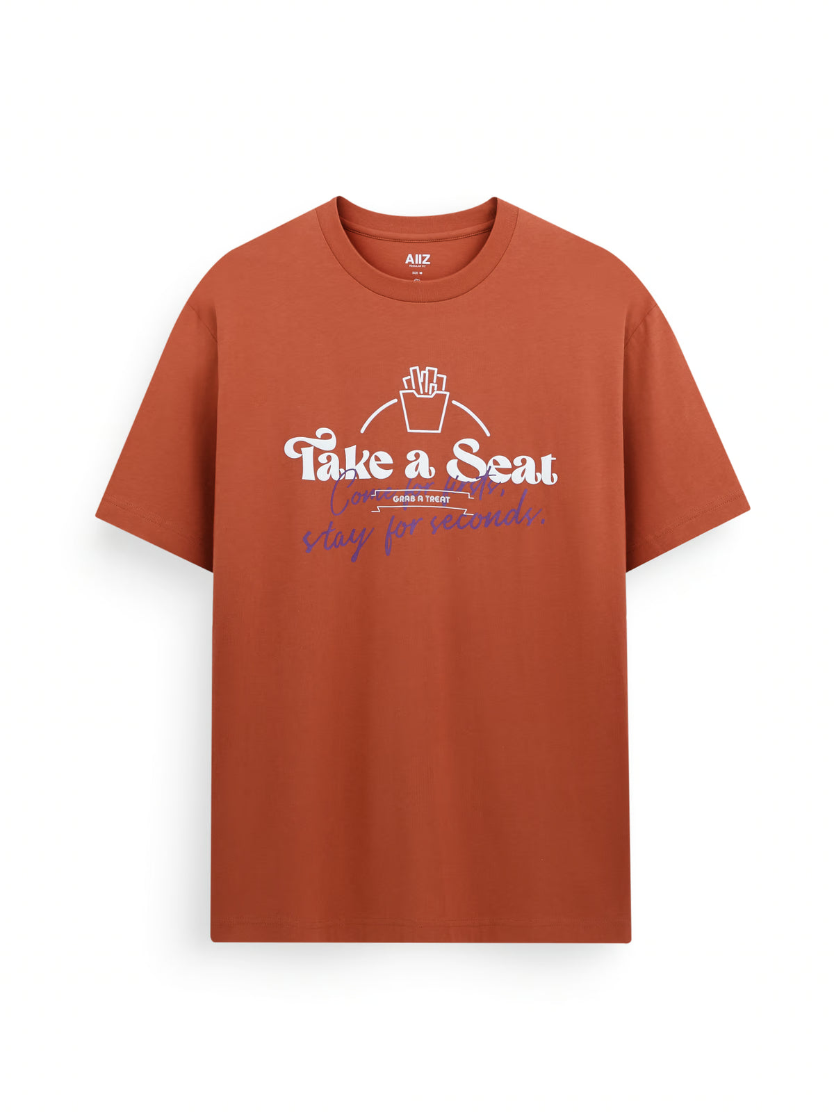 AIIZ Men's Graphic T-Shirt (Dark Orange / S)