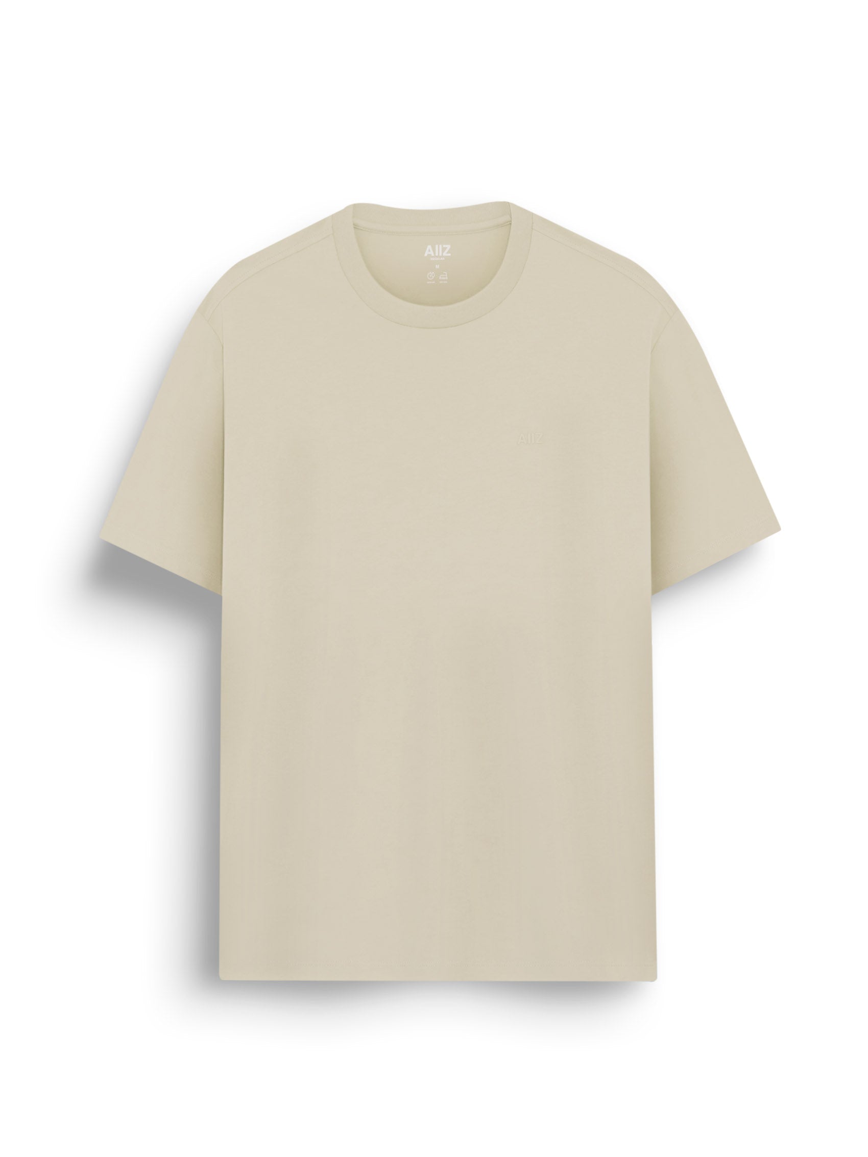 Men’s Cotton Polyester AIIZ Logo T-Shirt (Beige / S)