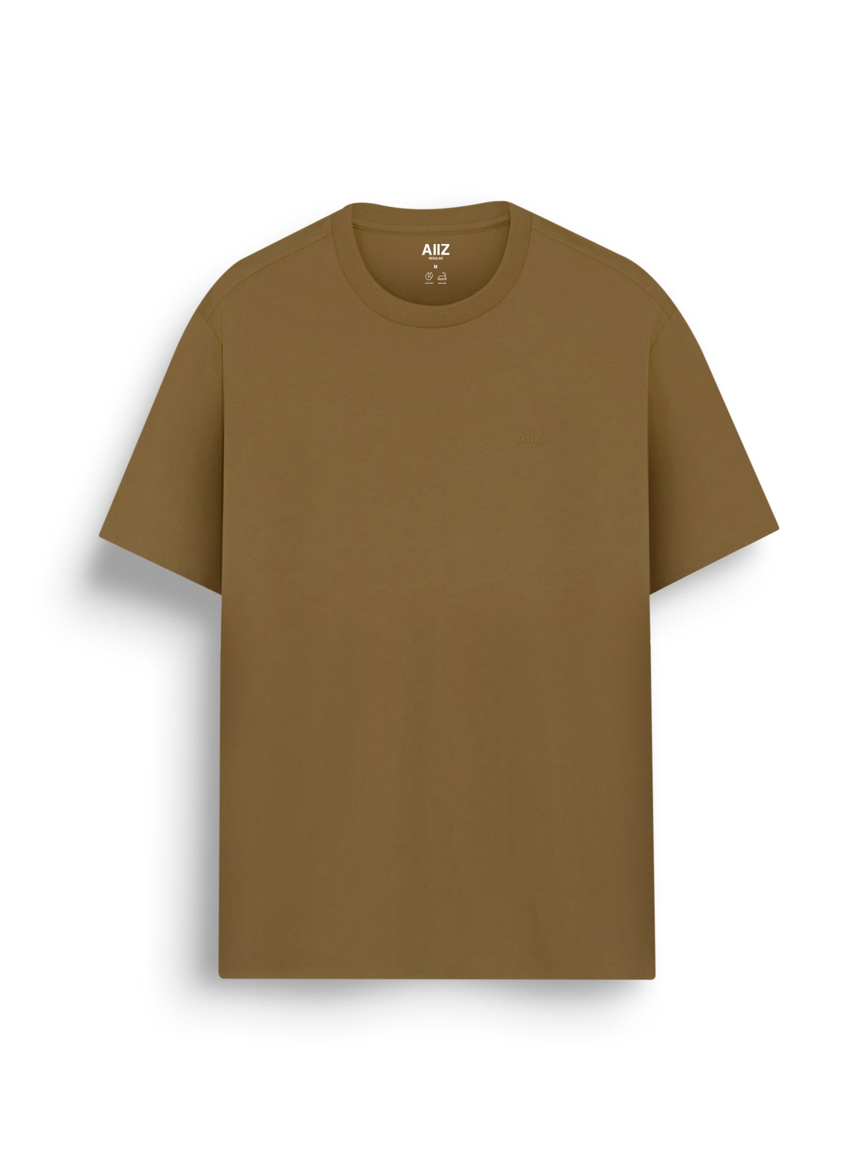 Men’s Cotton Polyester AIIZ Logo T-Shirt (Brown / S)
