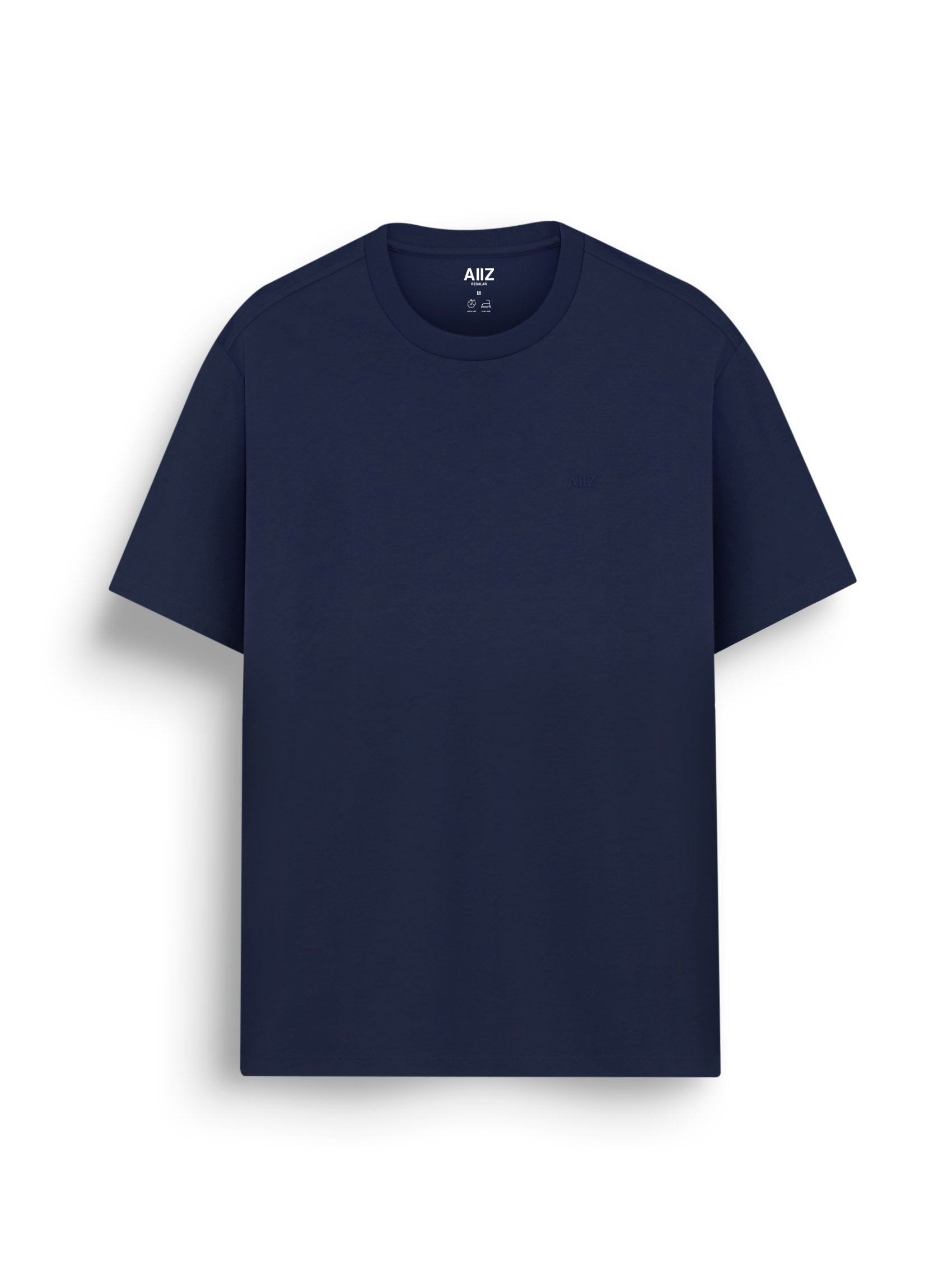 Men’s Cotton Polyester AIIZ Logo T-Shirt (Dark Blue / S)