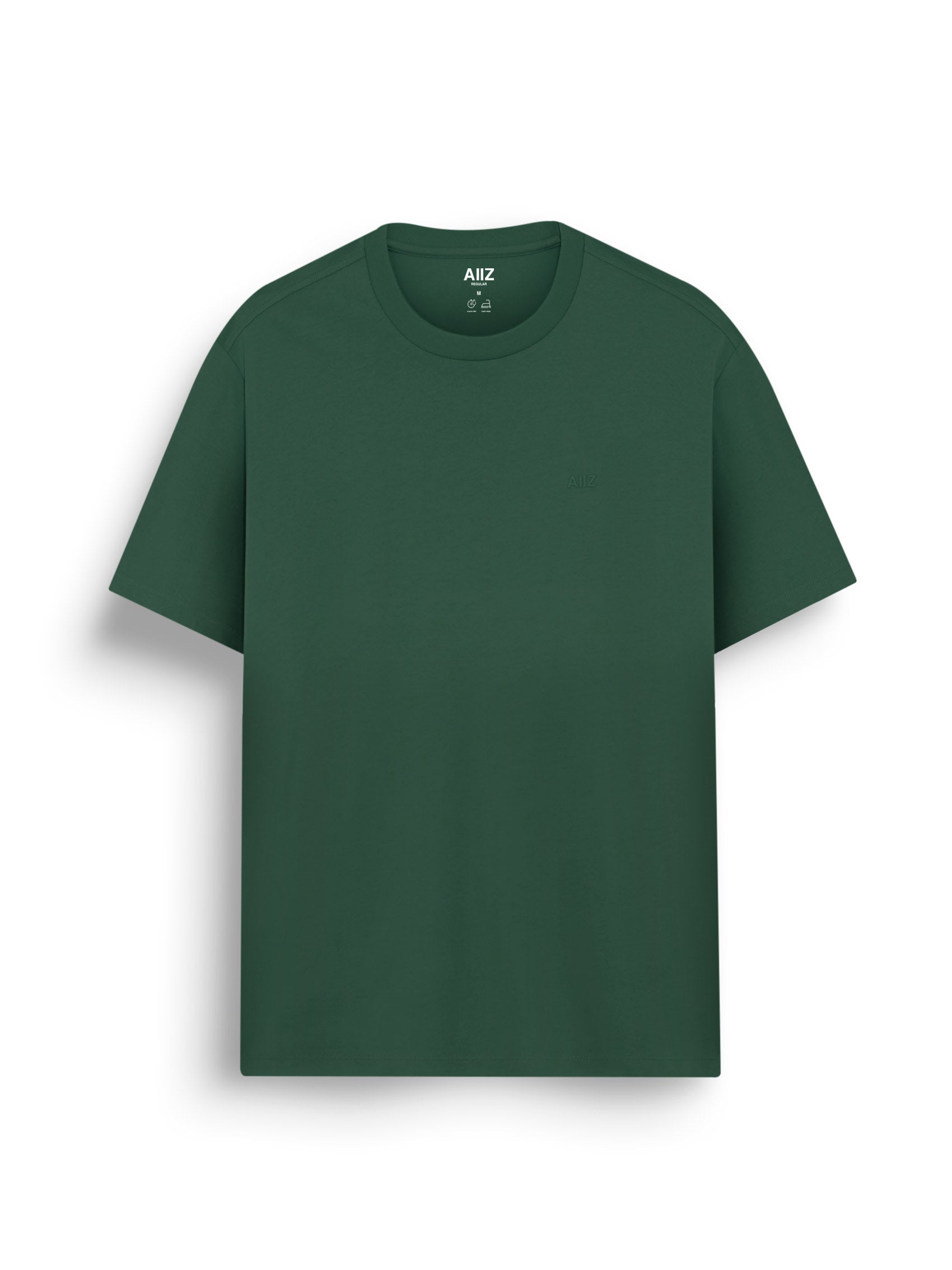 Men’s Cotton Polyester AIIZ Logo T-Shirt (Dark Green / S)