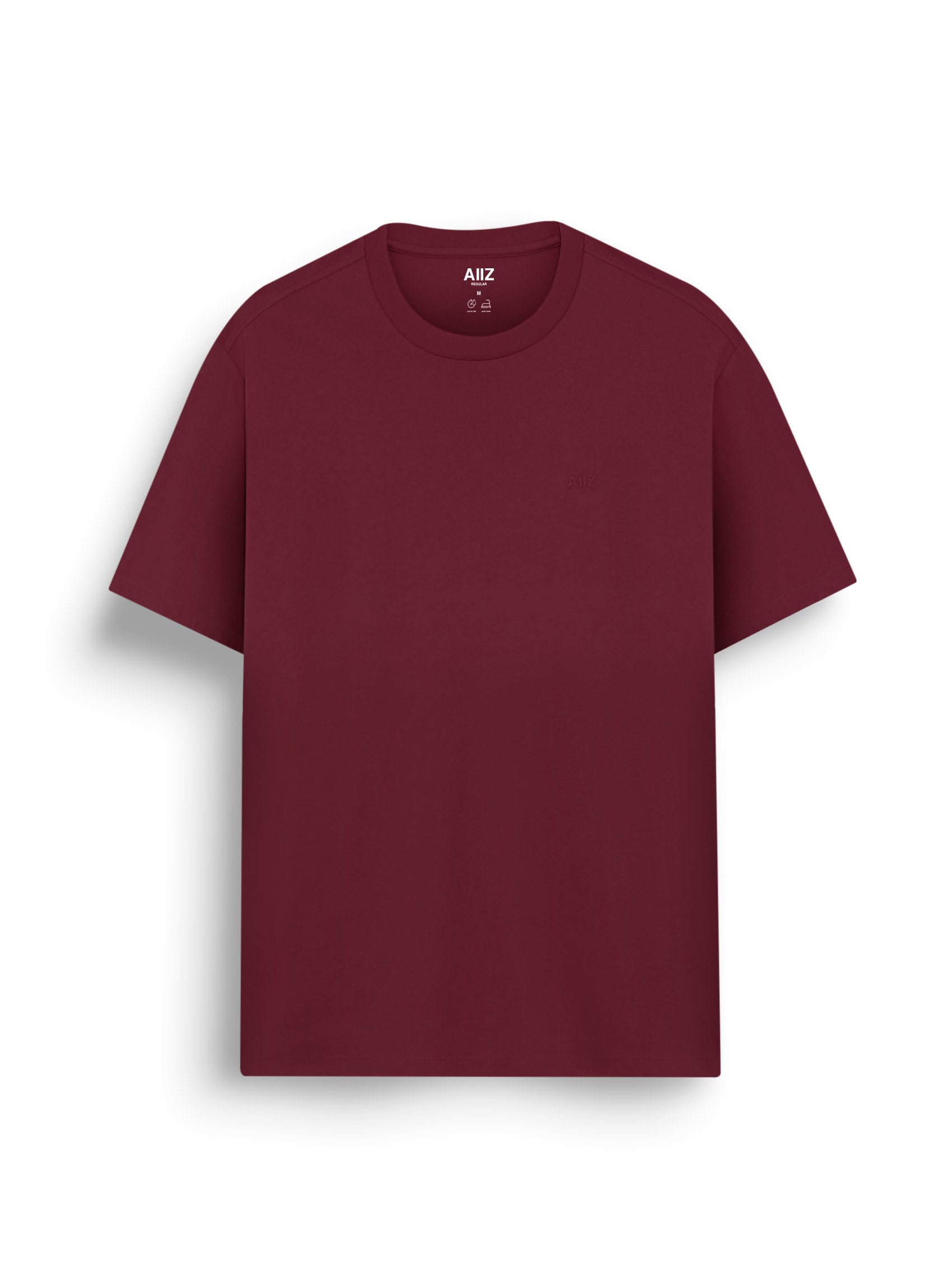 Men’s Cotton Polyester AIIZ Logo T-Shirt (Maroon / S)