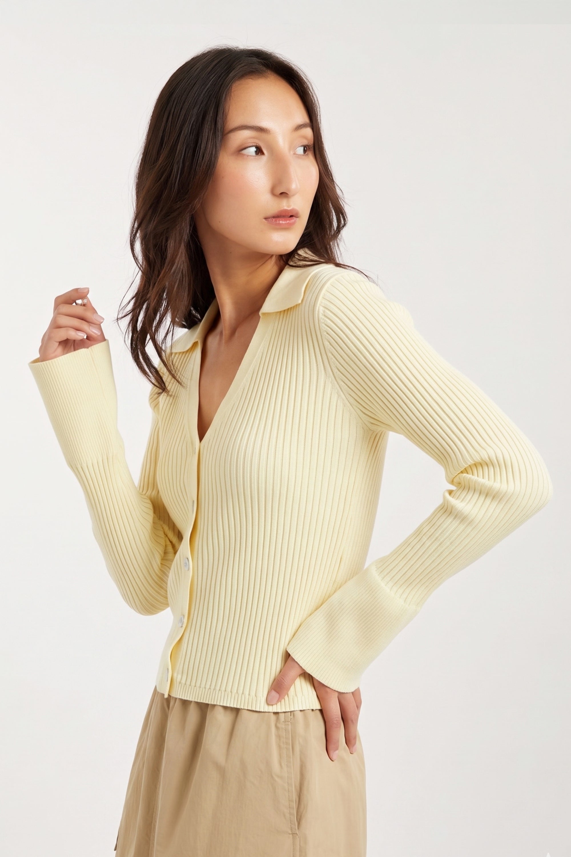 AIIZ Women's Rib-Knit Cardigan