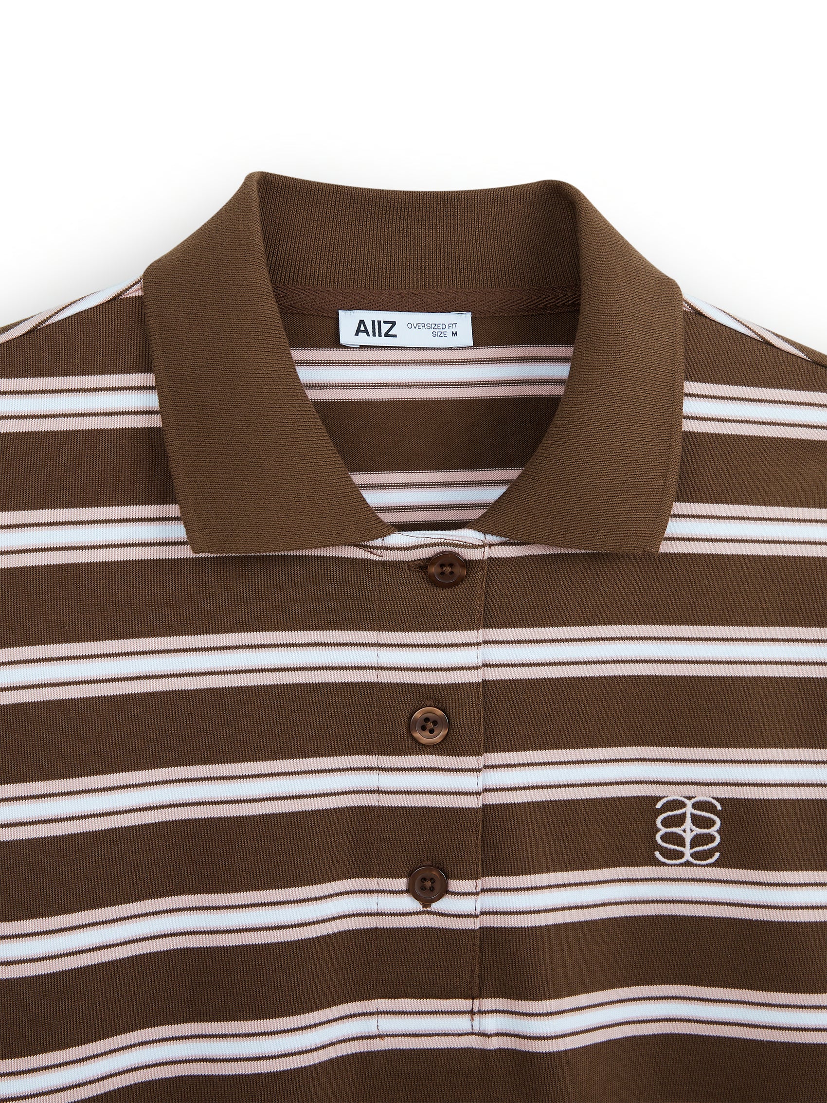 AIIZ Women's Striped Long Sleeve Polo Shirt