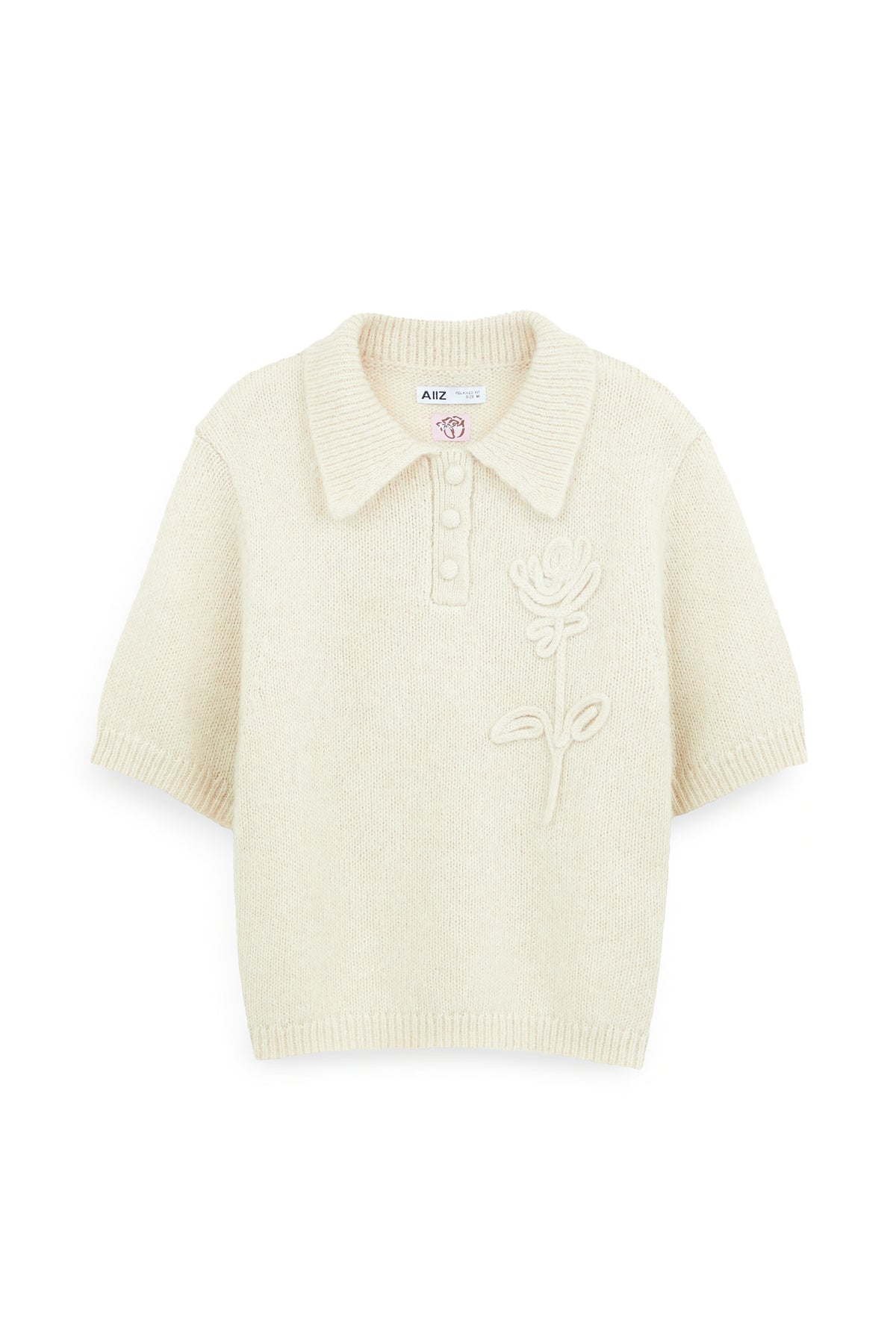 AIIZ Women's Fluffy Polo Shirt (Beige / S)