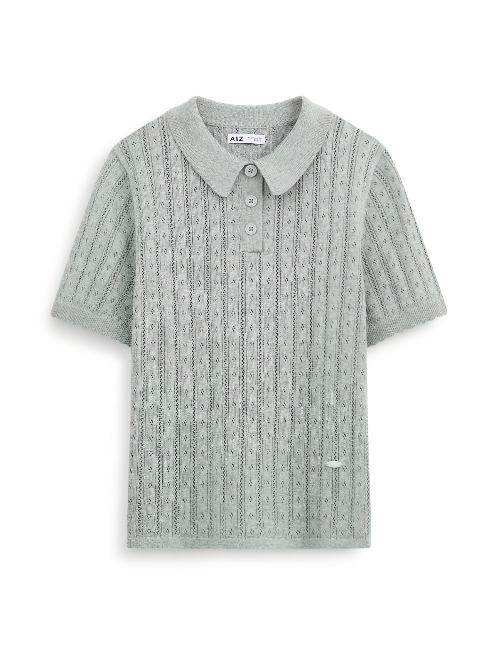 AIIZ Women’s Pointelle Knit Polo Shirt