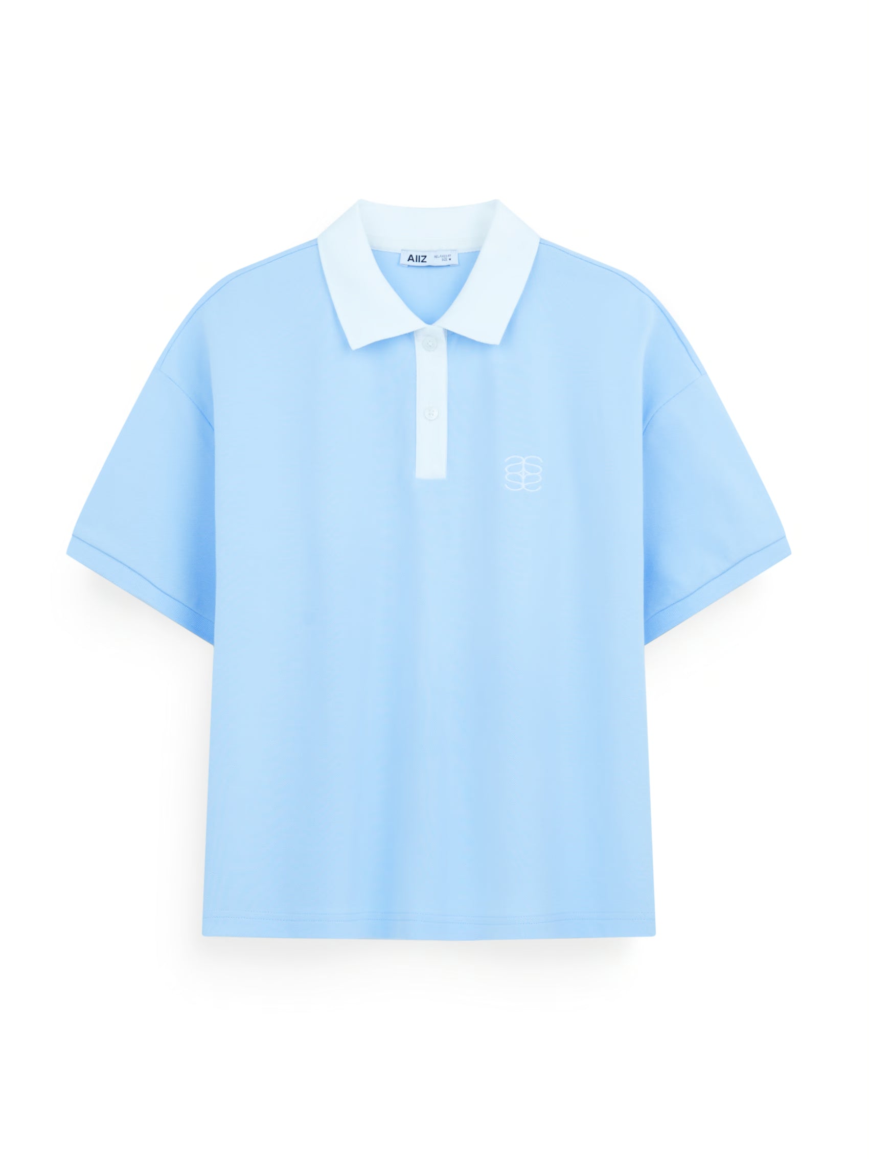 AIIZ Women’s Contrast Collar Polo Shirt (Light Blue / S)