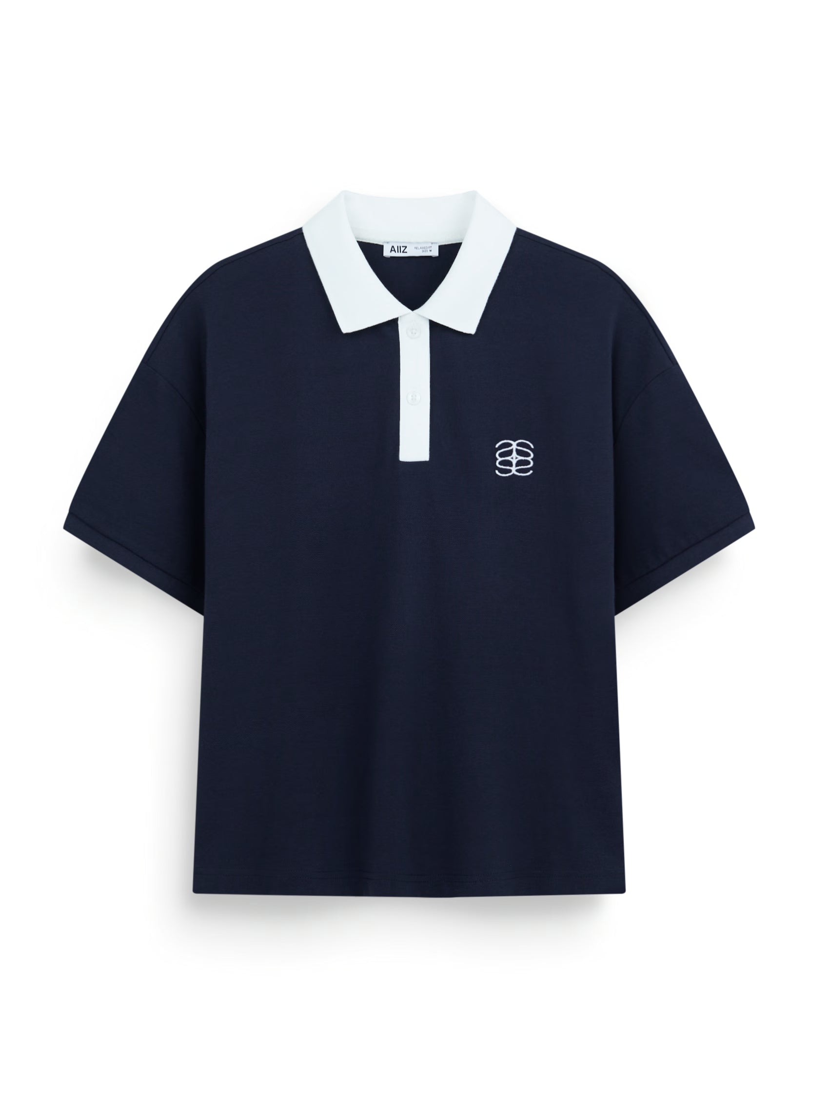 AIIZ Women’s Contrast Collar Polo Shirt (Navy / S)