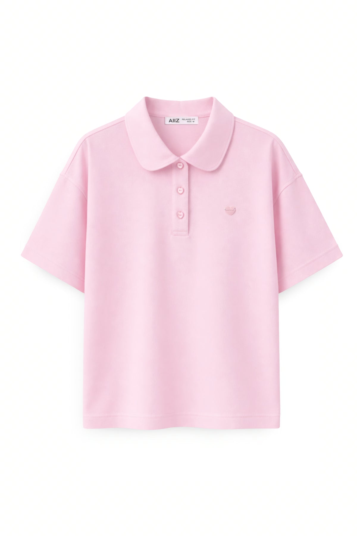 AIIZ Women's Relaxed Polo Shirt (Light Pink / S)