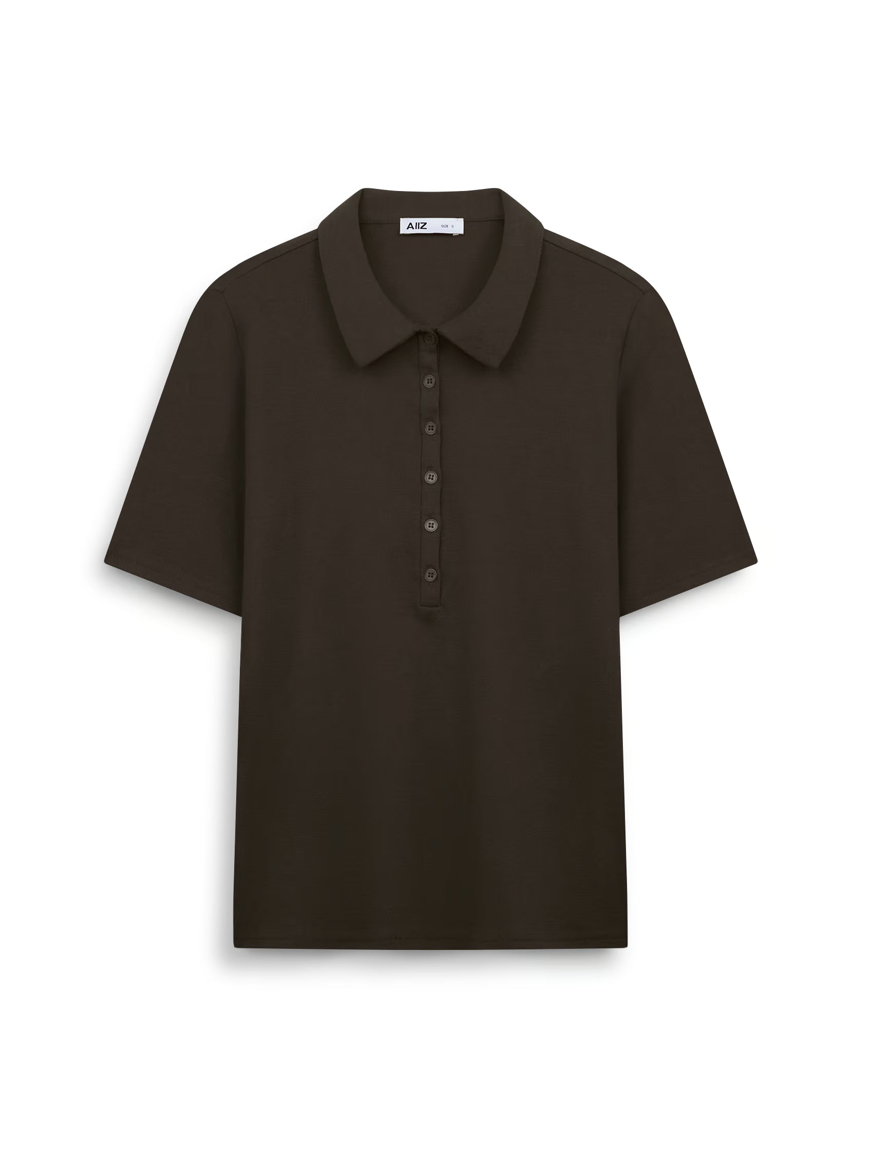 AIIZ Women's Jersey Polo Shirt (Dark Brown / S)