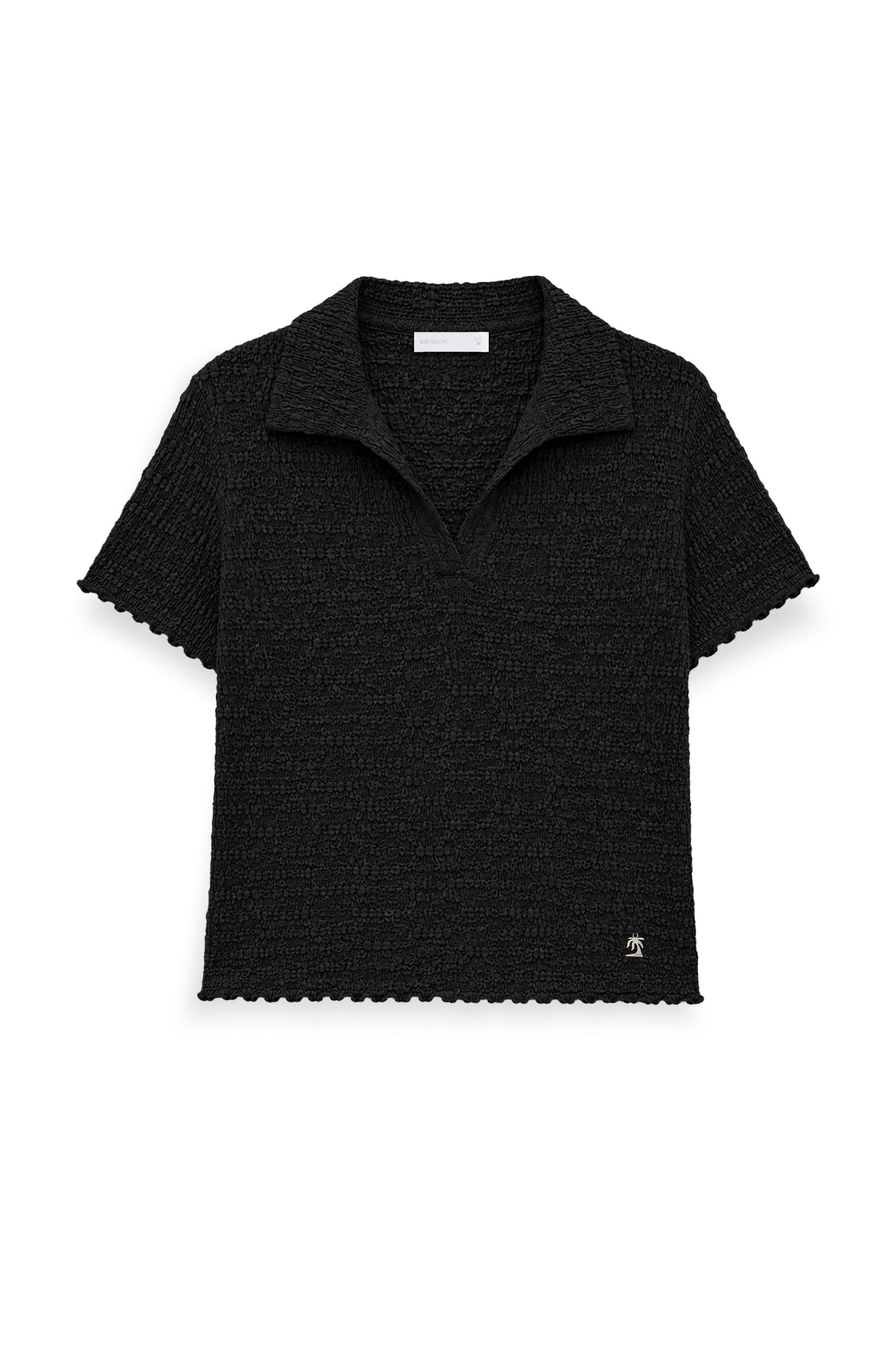 AIIZ Women's Crinkled Polo Shirt