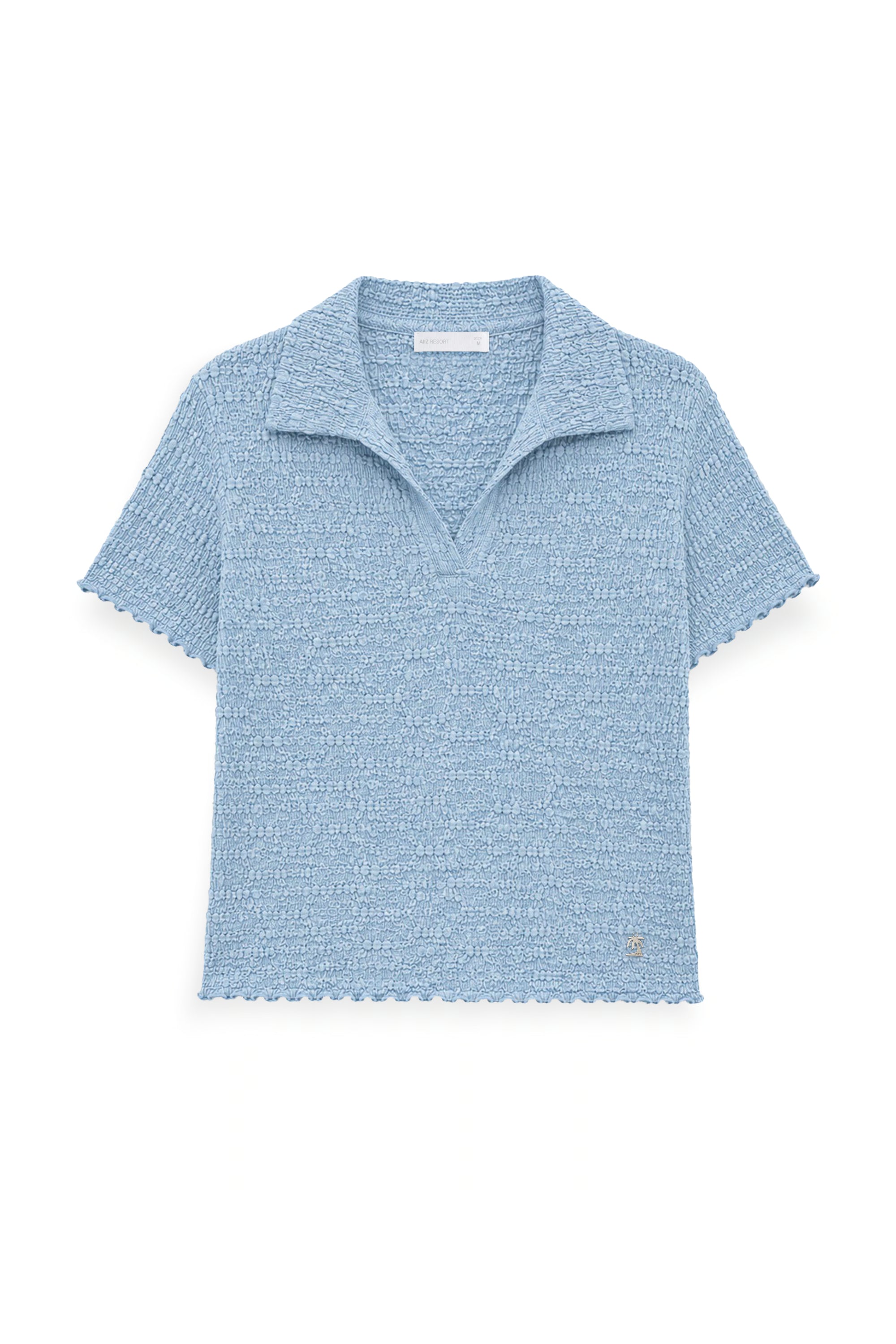 AIIZ Women's Crinkled Polo Shirt