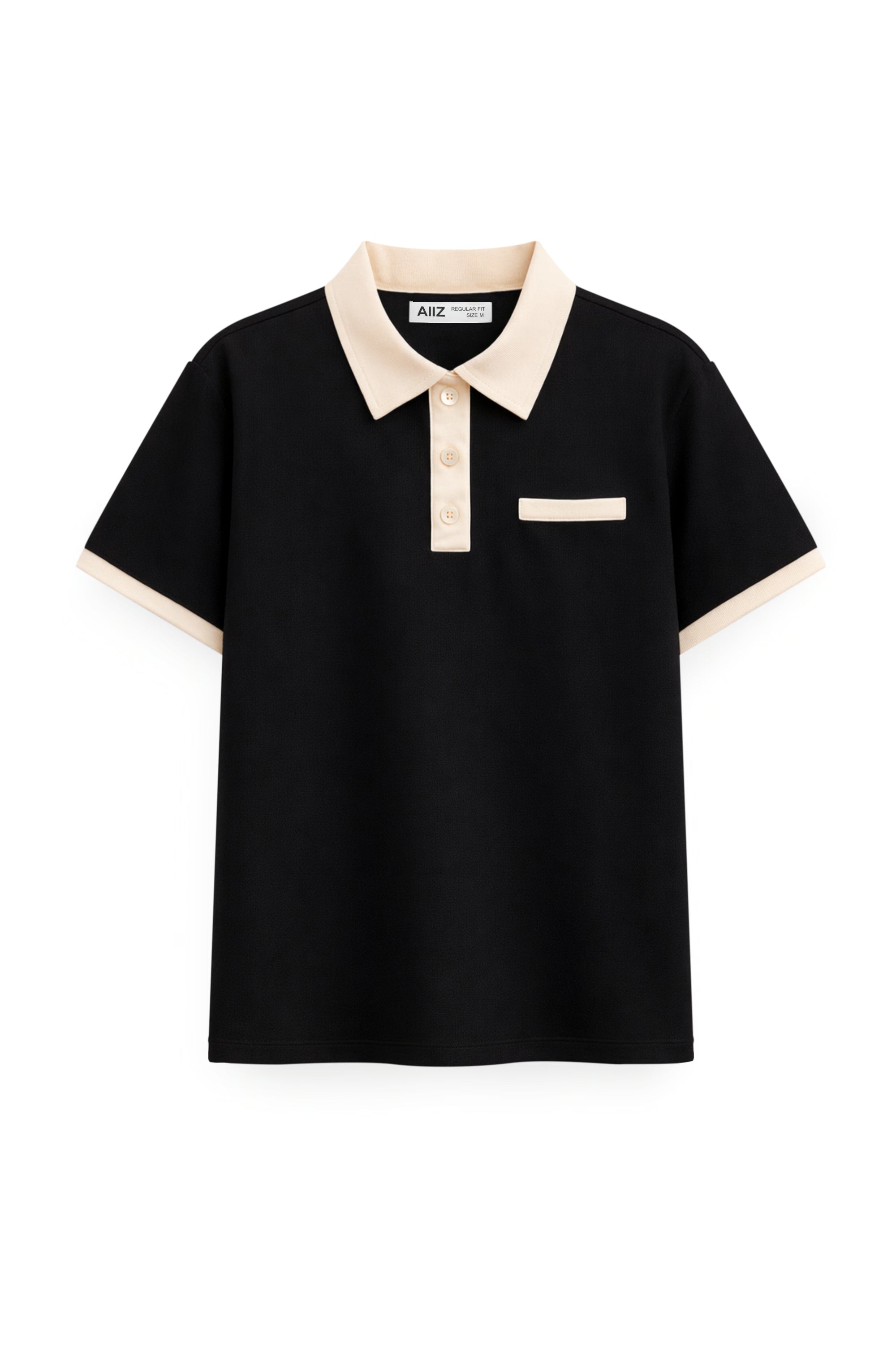 AIIZ Women’s Contrast Collar Polo Shirt (Black / S)