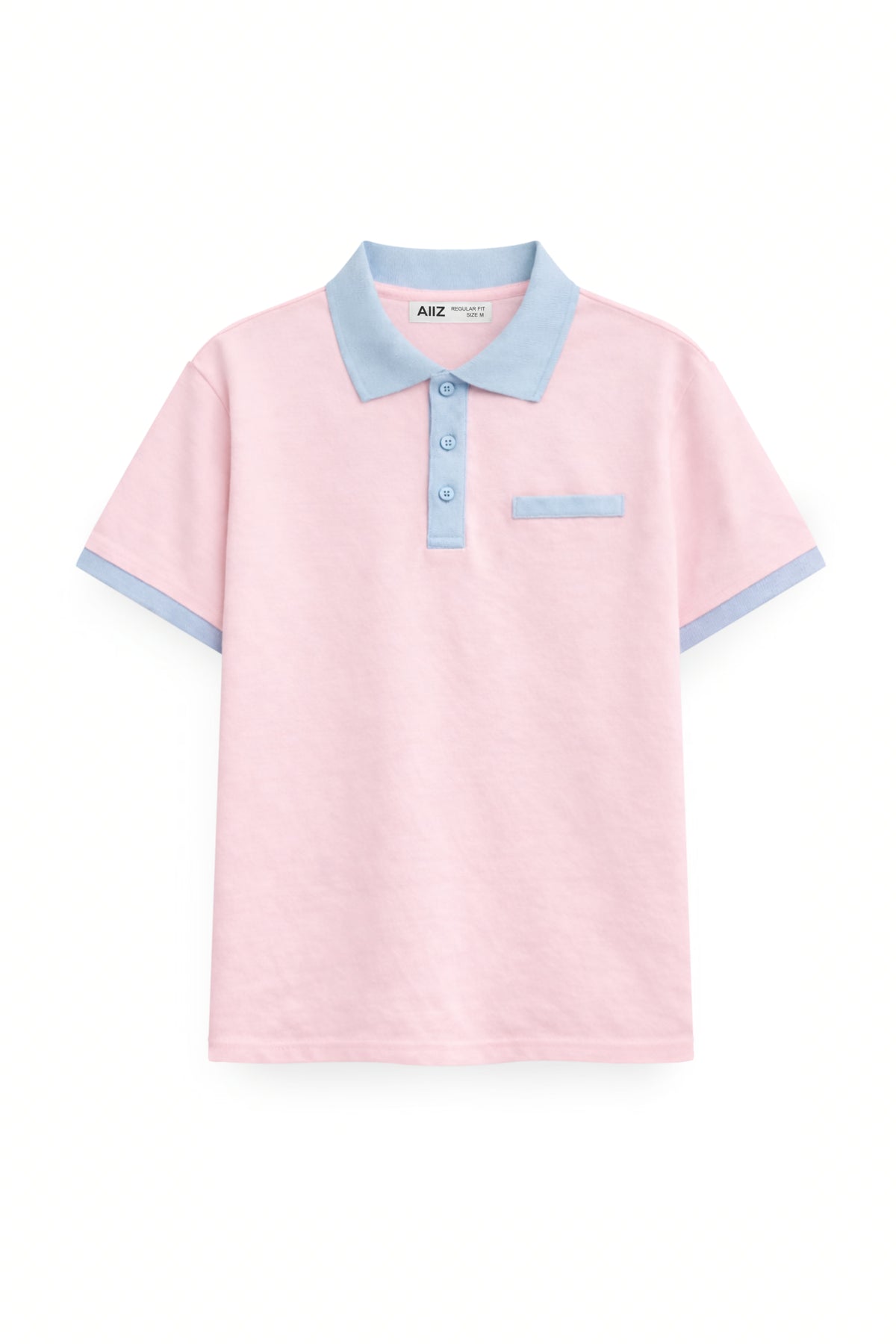 AIIZ Women’s Contrast Collar Polo Shirt (Pink / S)