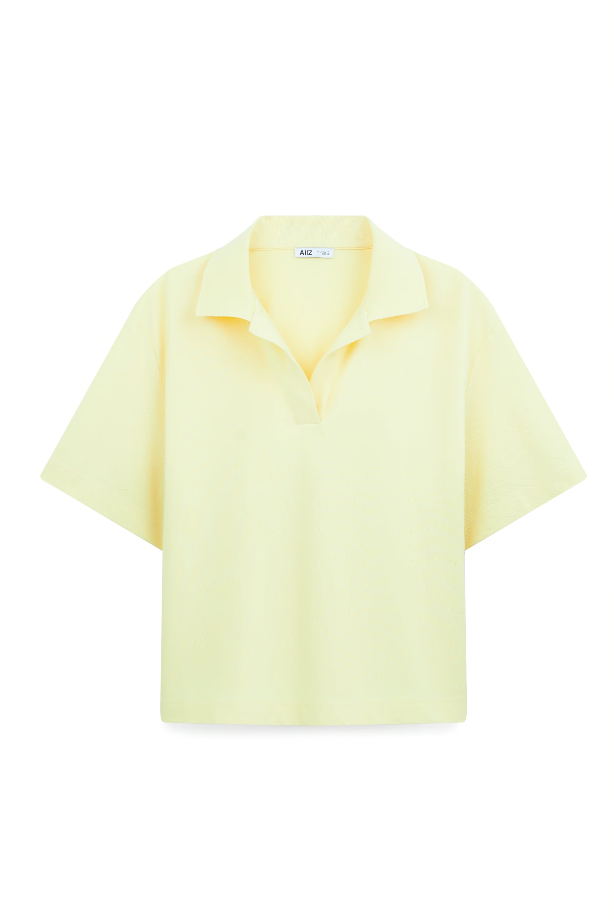 AIIZ Women's V-Neck Polo Shirt (Yellow / M)