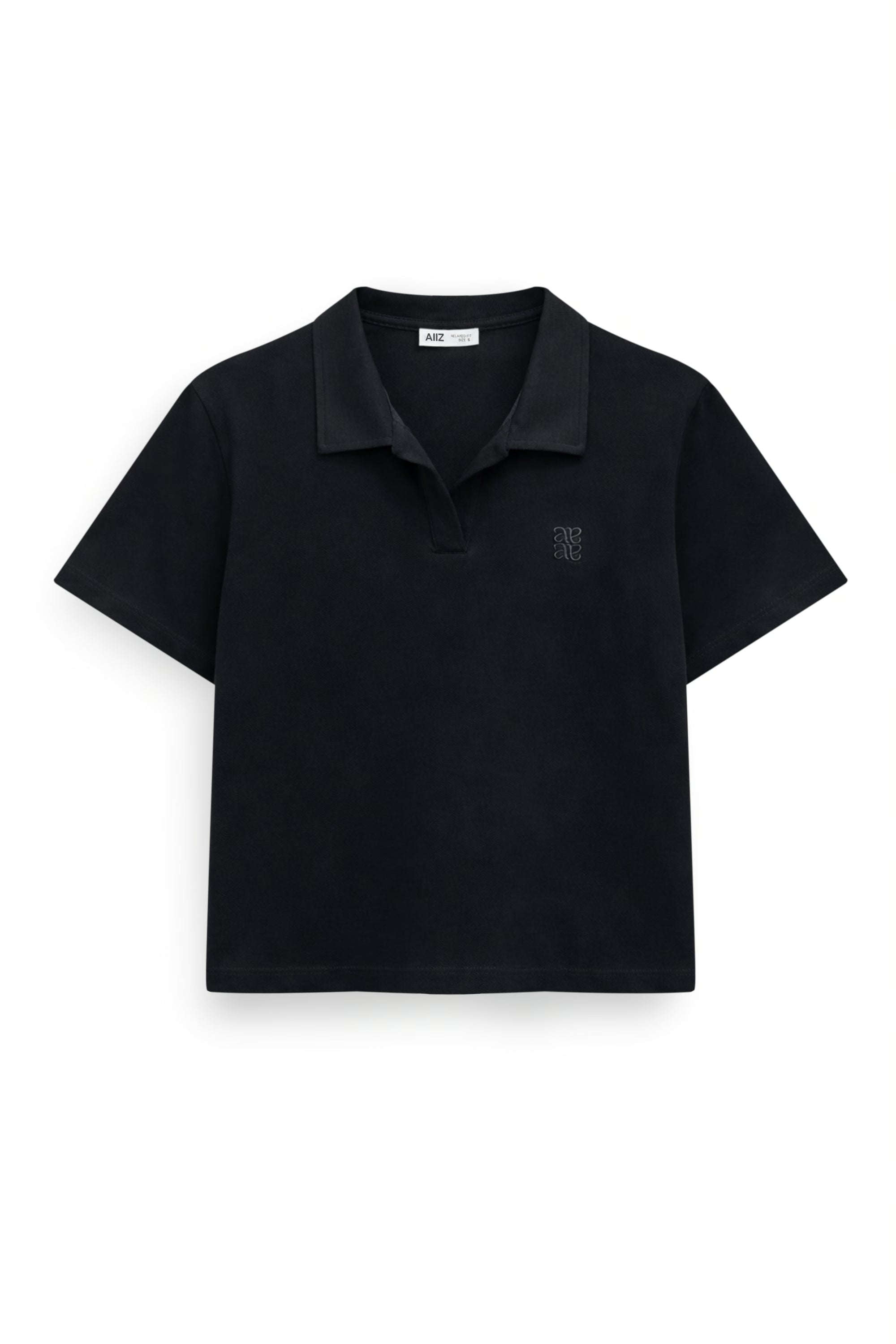 AIIZ Women's V-Neck Polo Shirt (Black / S)