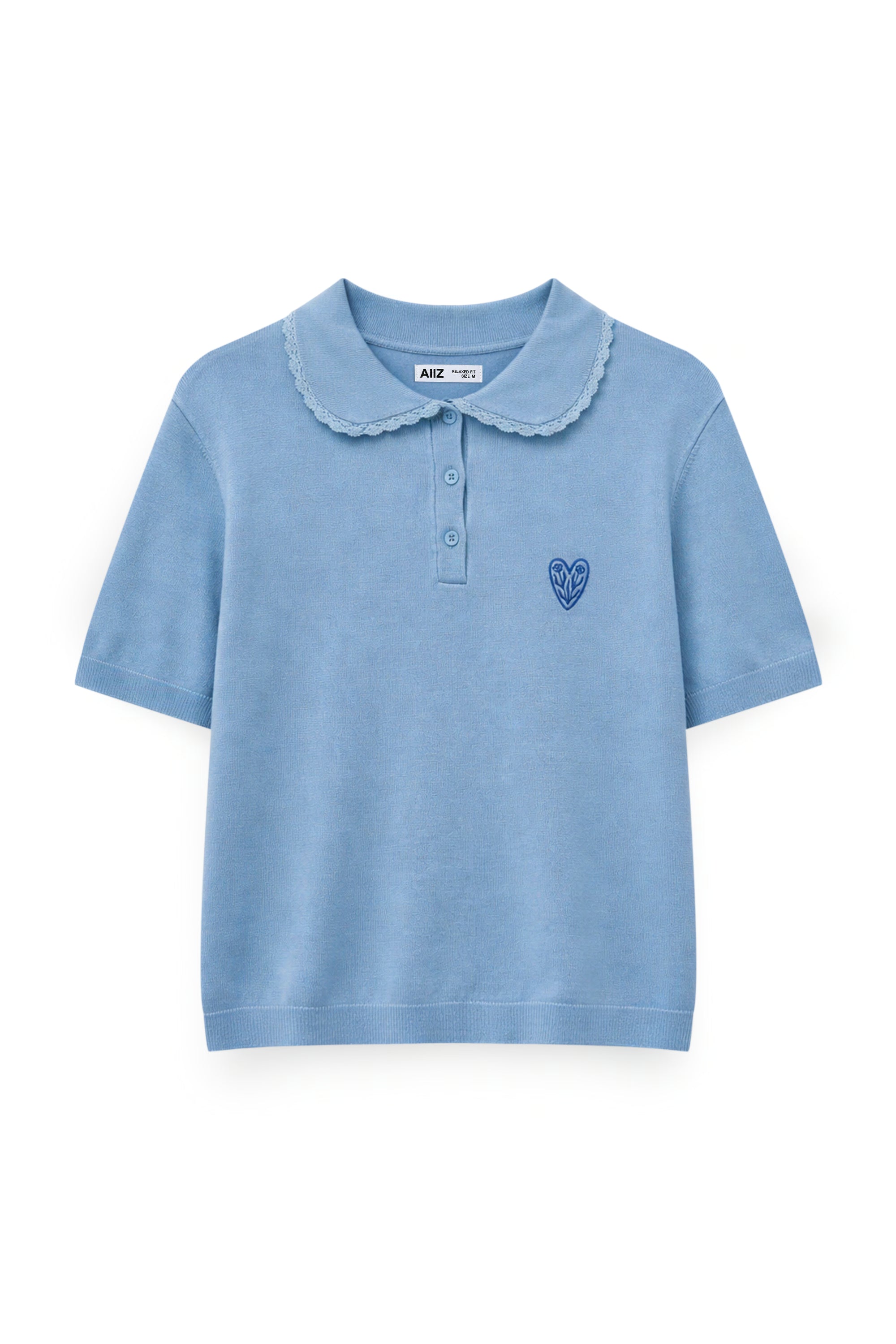 AIIZ Women's Embroidered Polo Shirt (Blue / S)