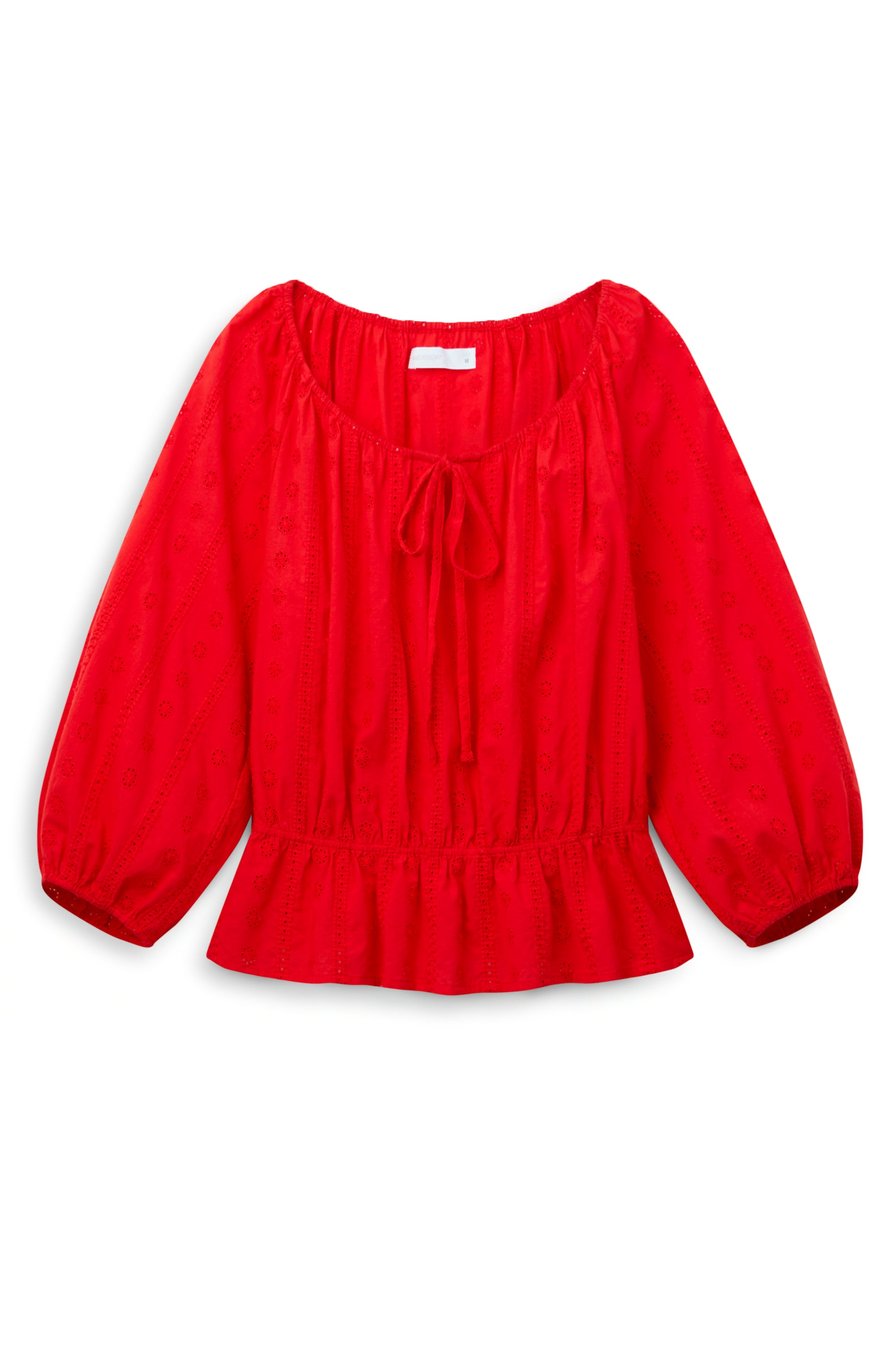 AIIZ Women's Embroidered Eyelet Blouse