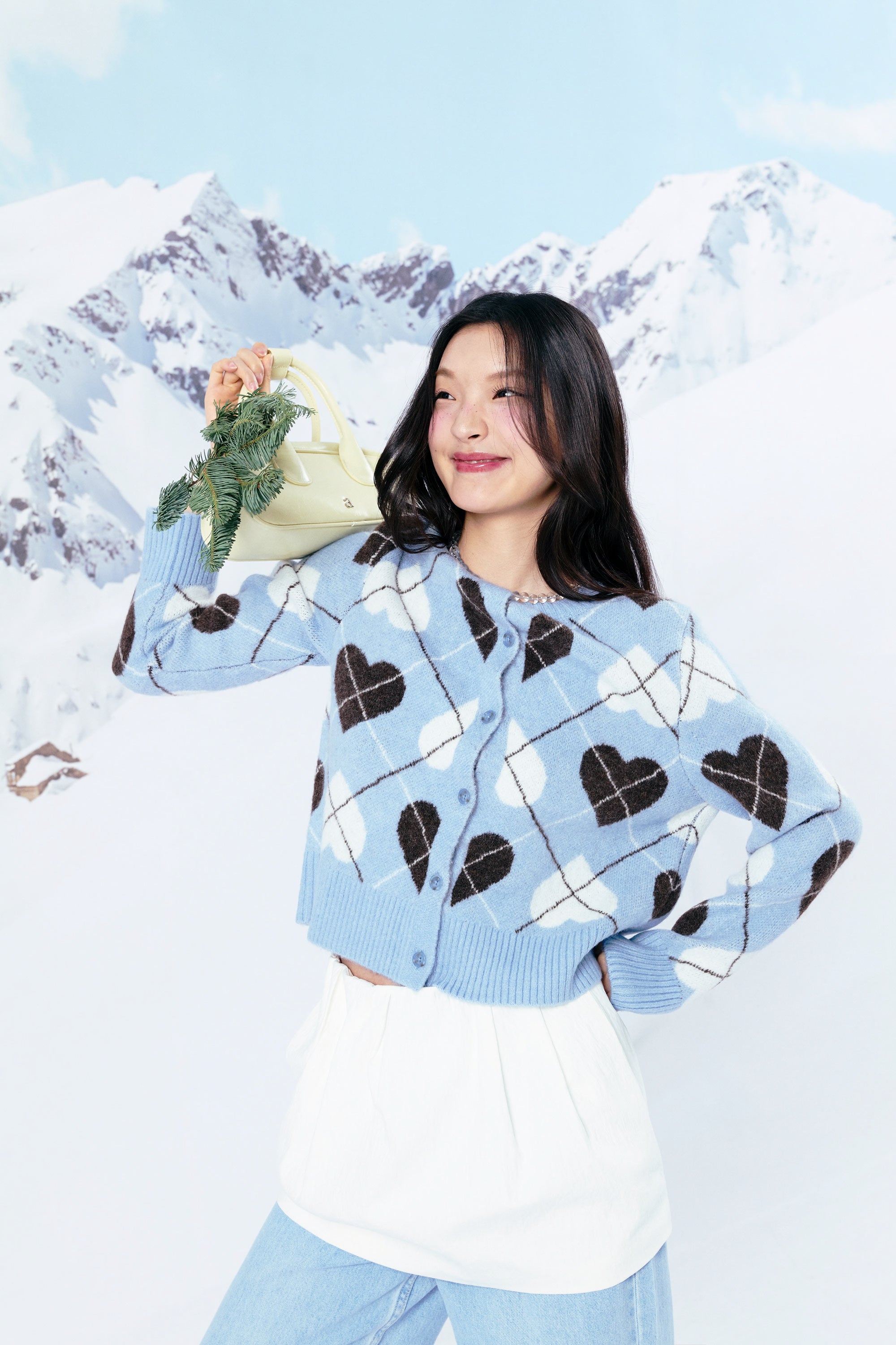 AIIZ Women's Heart Diamond Cardigan (Blue / S)