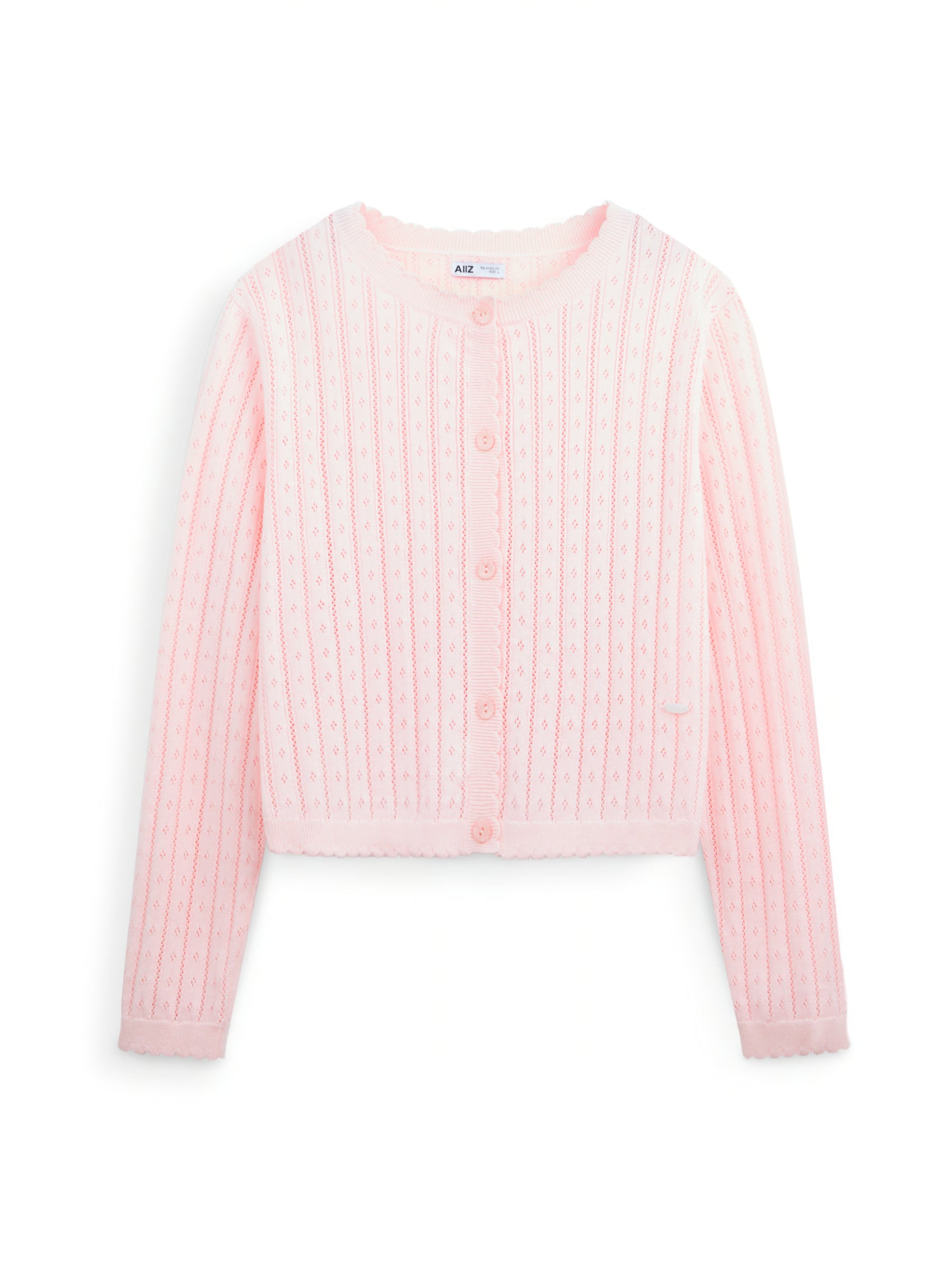AIIZ Women's Pointelle Knit Cardigan (Light Pink / S)