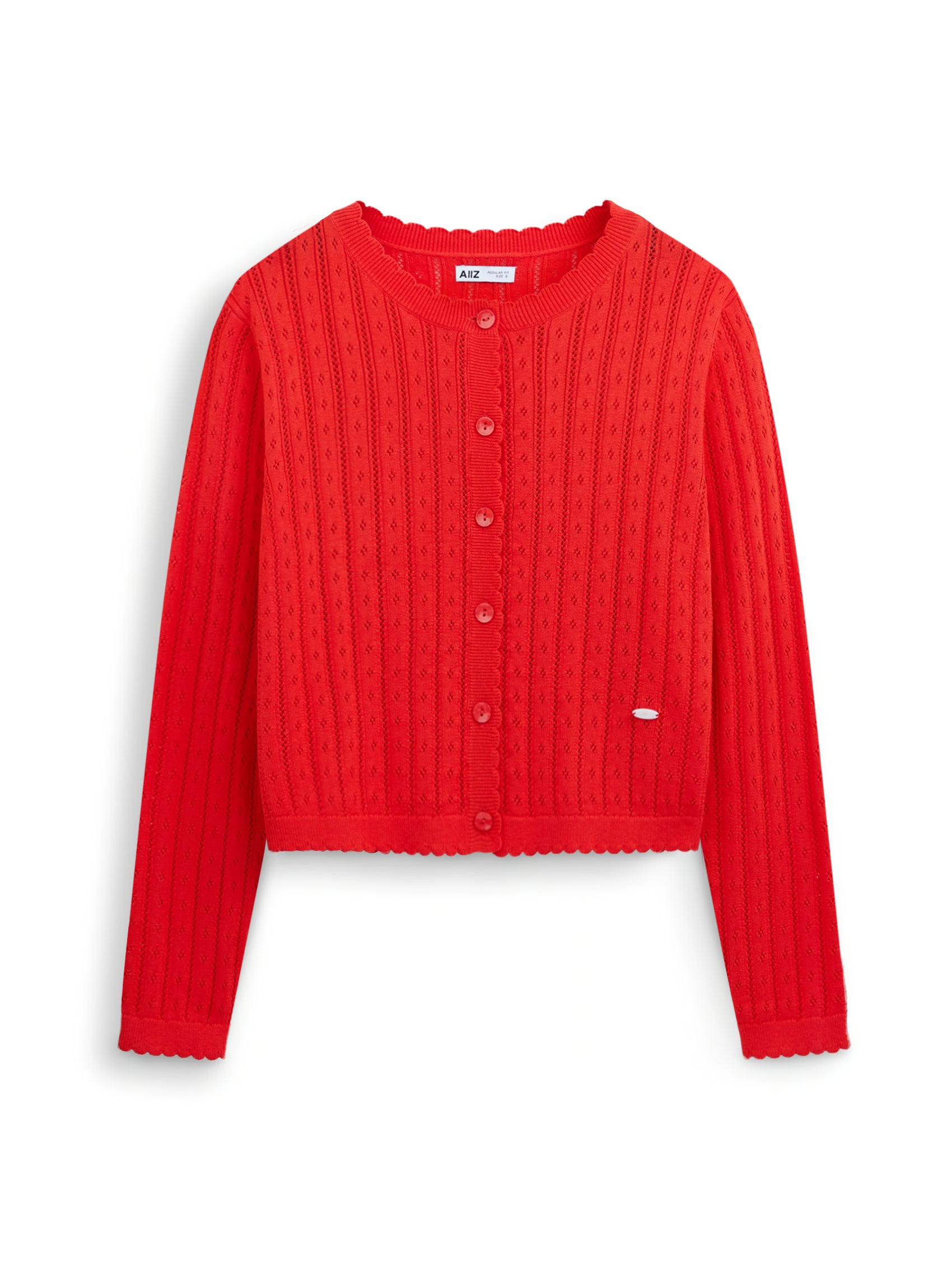 AIIZ Women's Pointelle Knit Cardigan (Red / S)