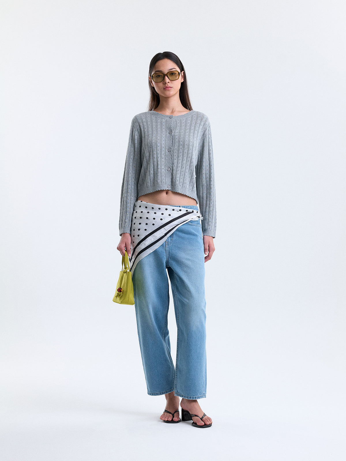 AIIZ Women's Pointelle Knit Cardigan